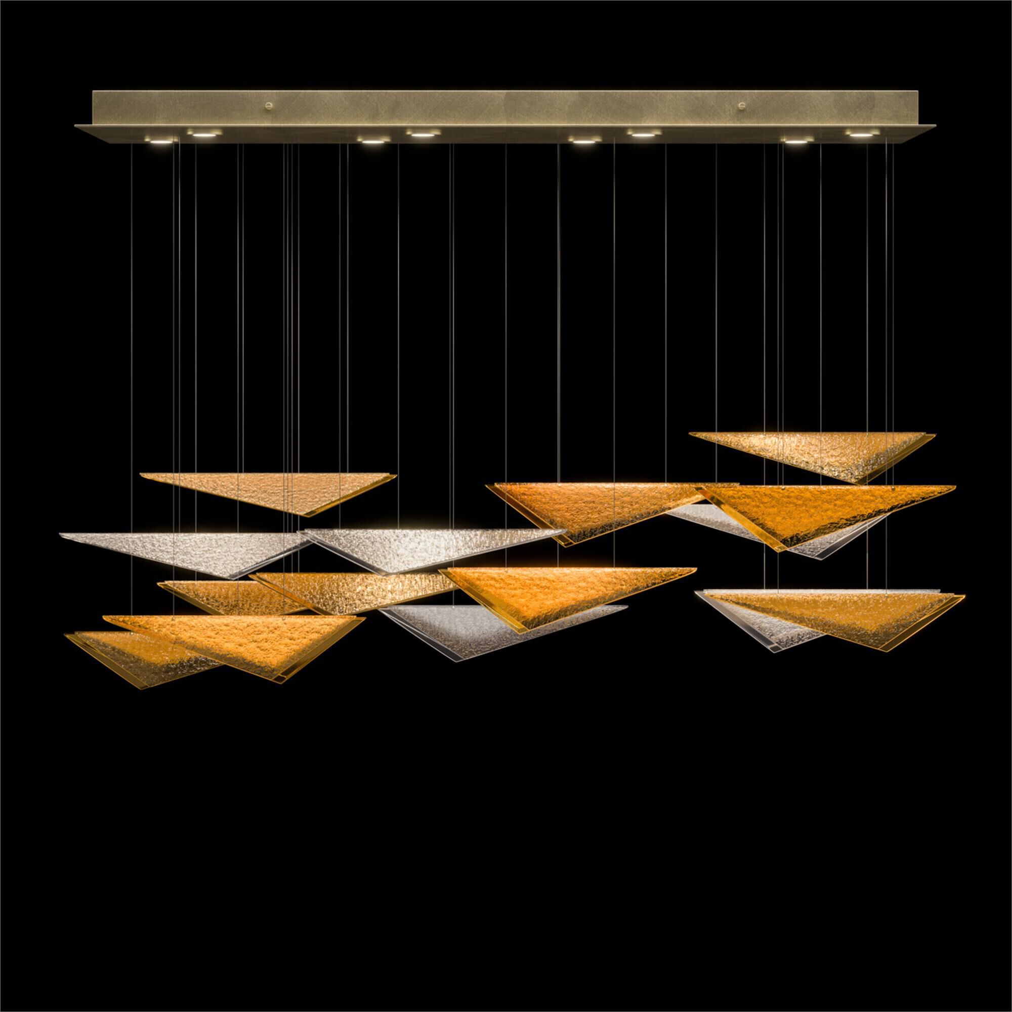 Shown in Gold finish and Amber Hammered glass