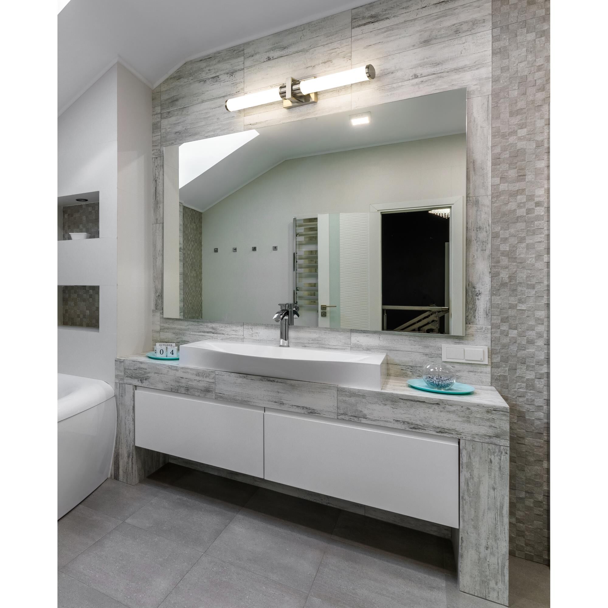 Shown in Brushed Nickel finish and Opal White glass and Opal White shade