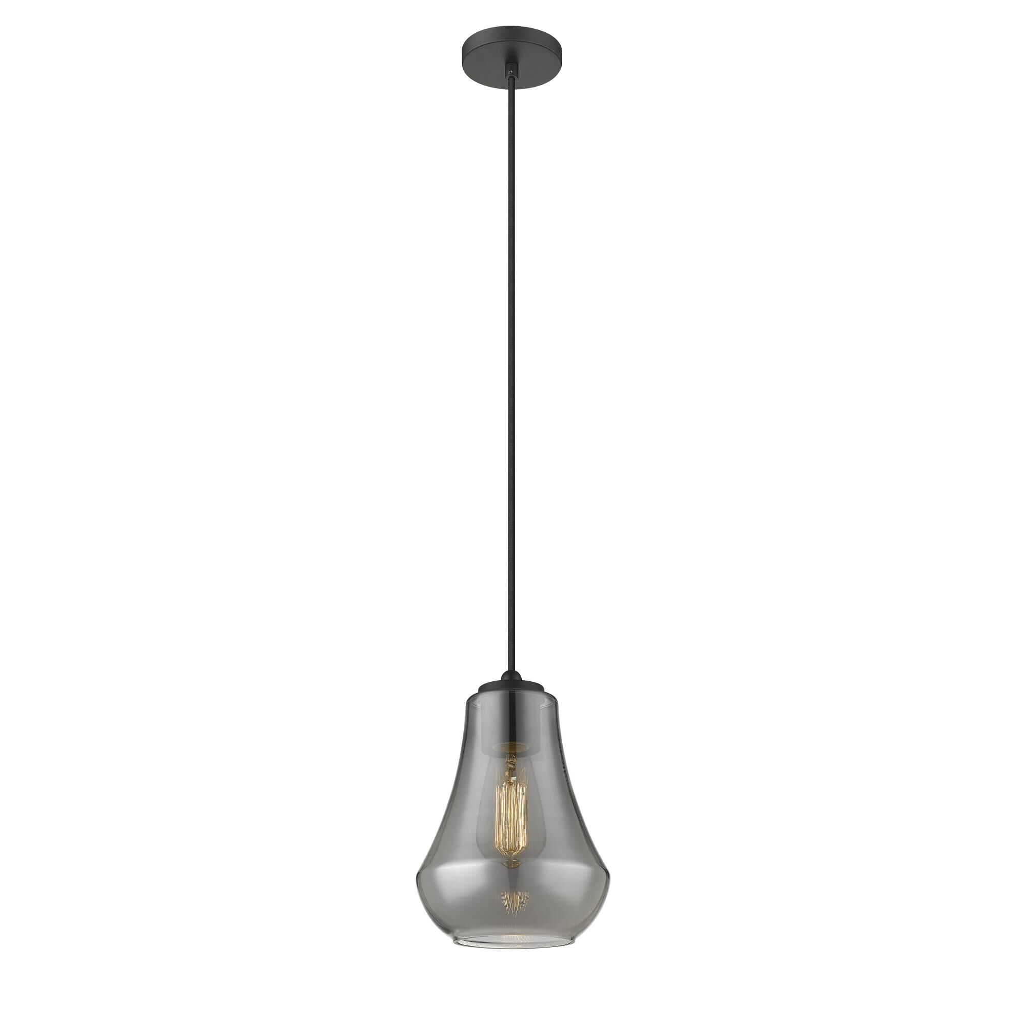 Shown in Matte Black finish and Plated Smoke Fairfield glass and No Shade shade