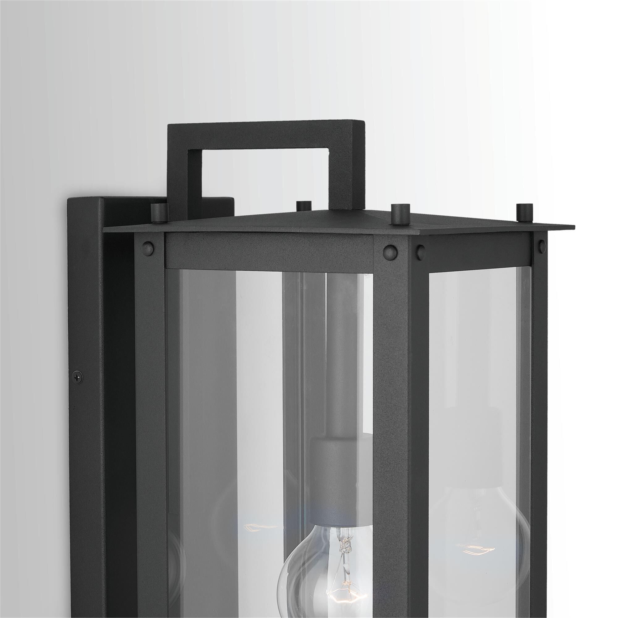 Shown in Black finish and Clear glass