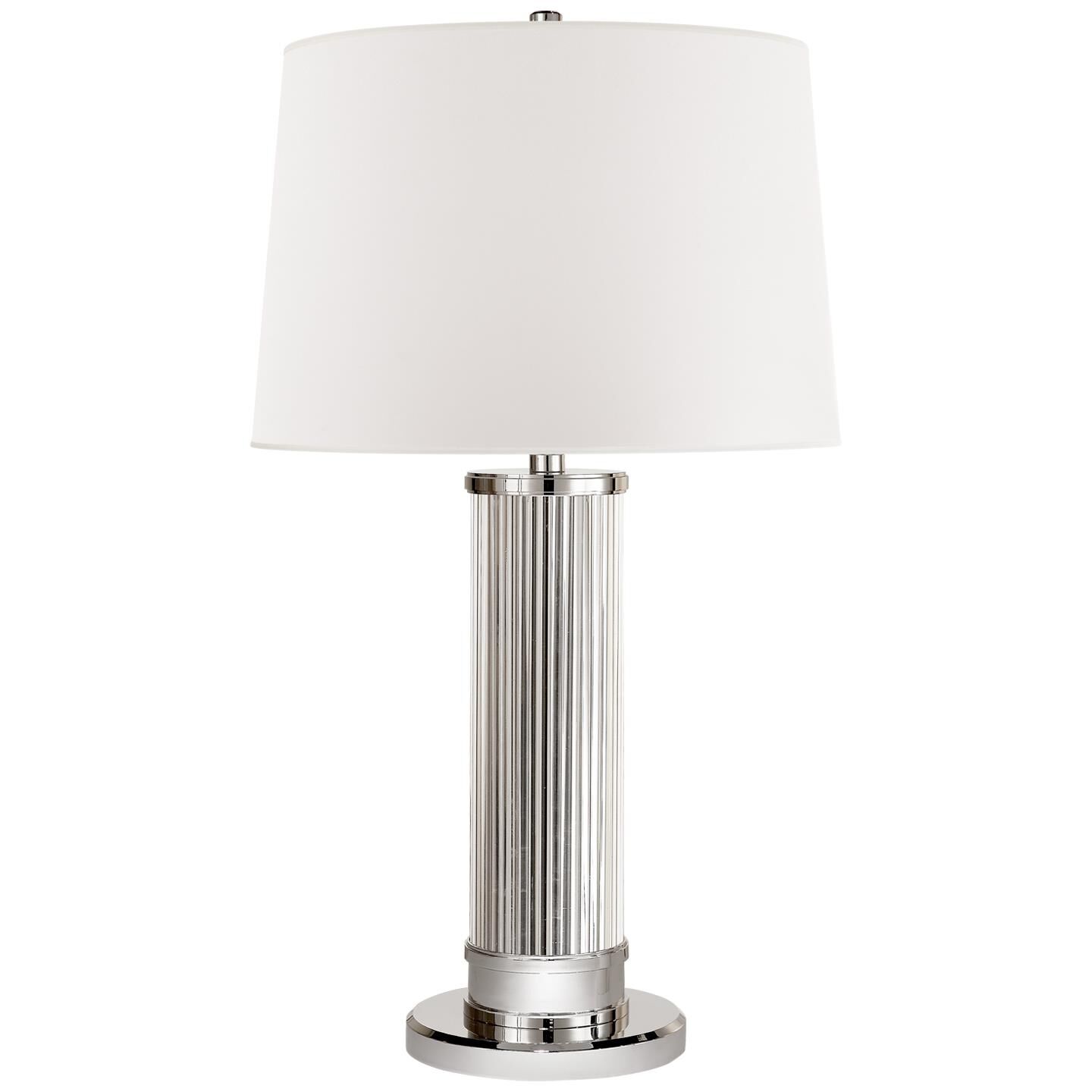 Shown in Polished Nickel finish and White Parchment shade