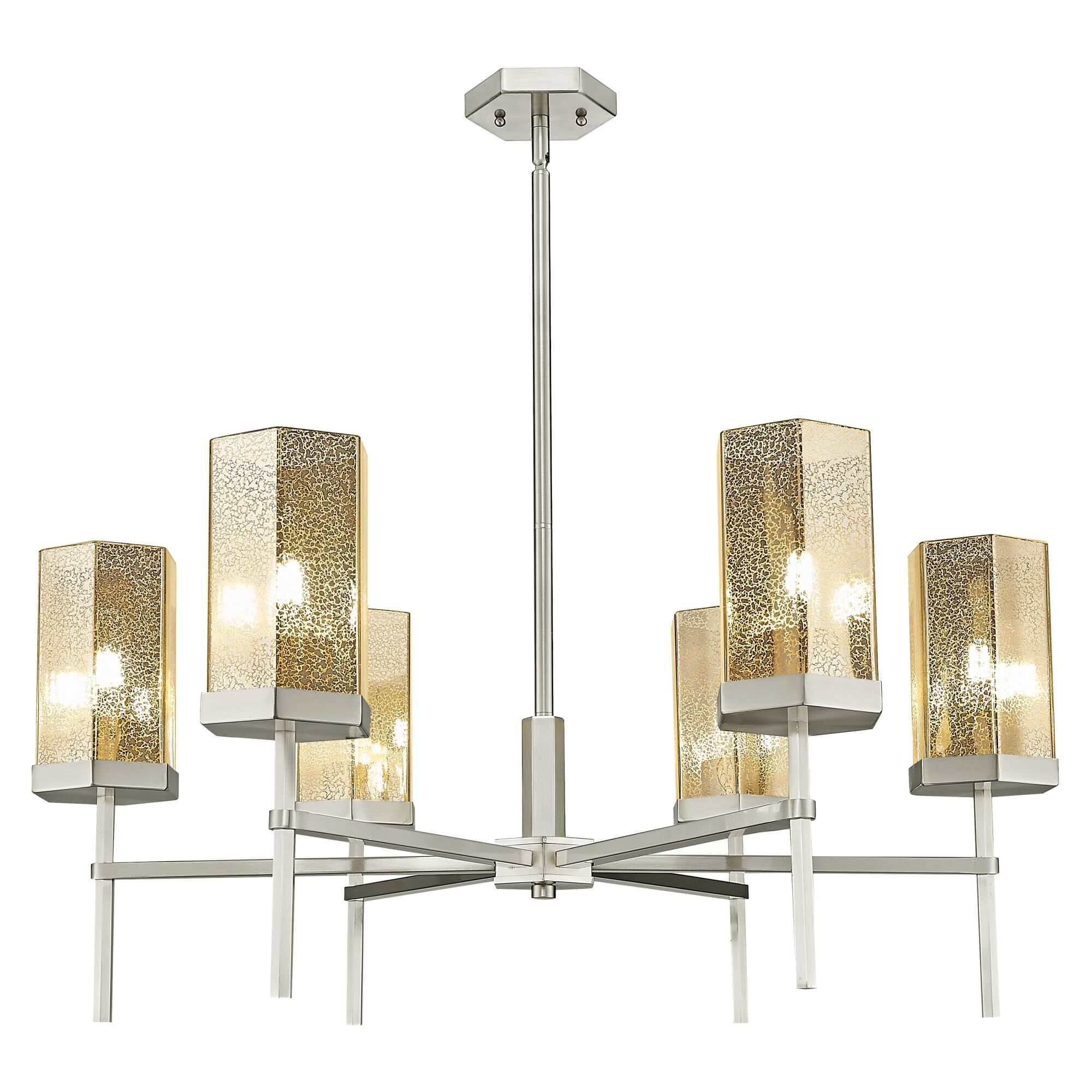 Shown in Satin Nickel finish and Mercury glass