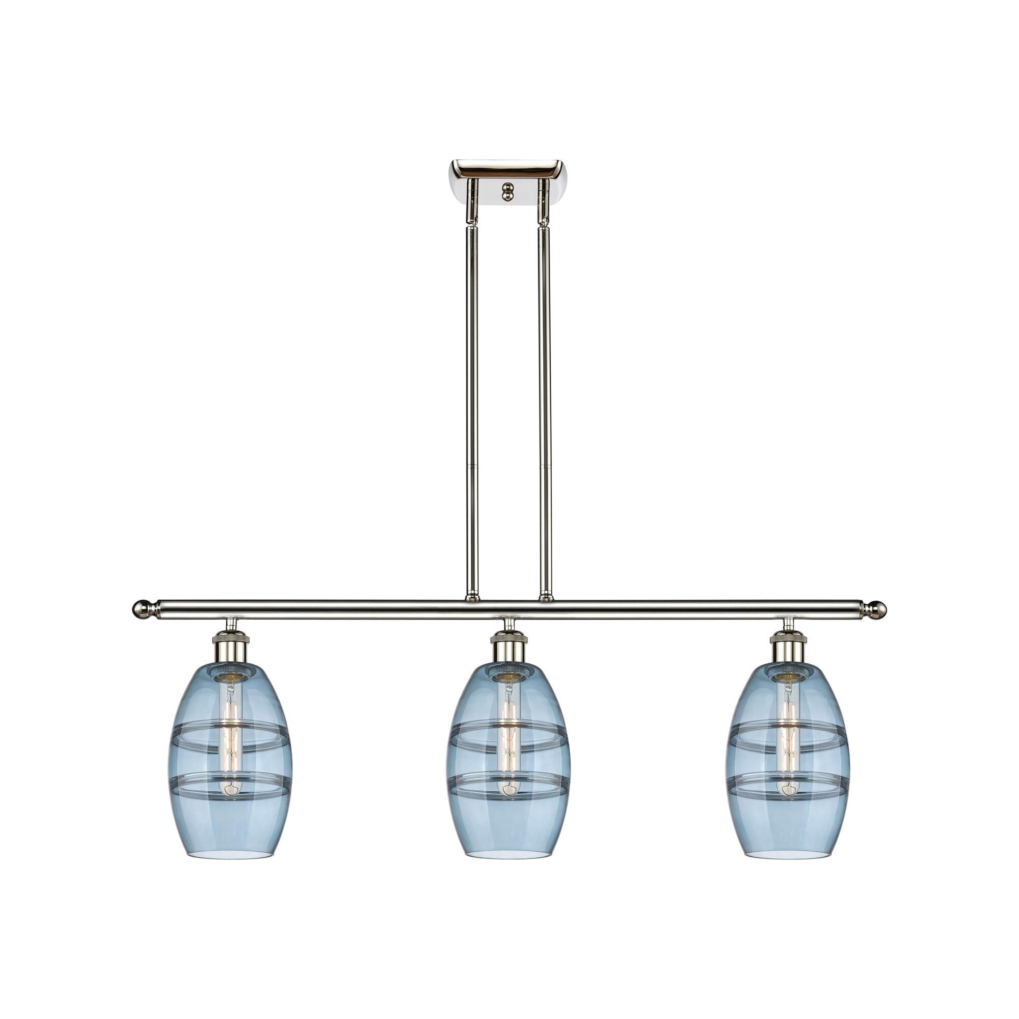 Shown in Polished Nickel finish and Princess Blue glass