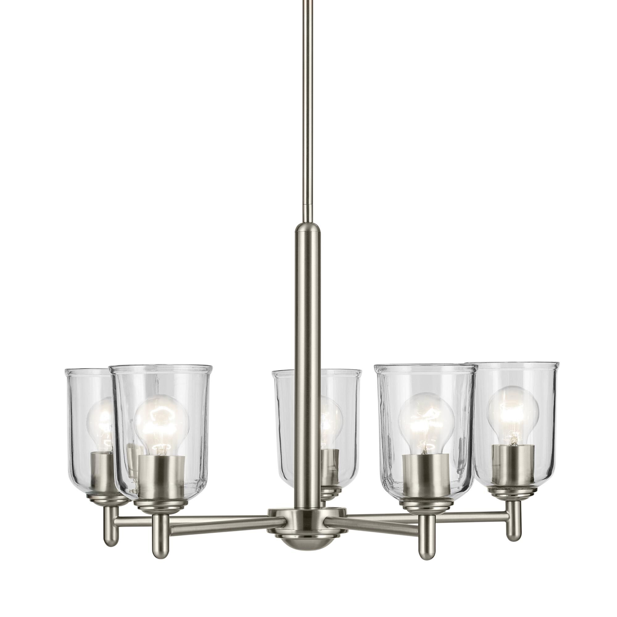 Shown in Brushed Nickel finish and Clear glass