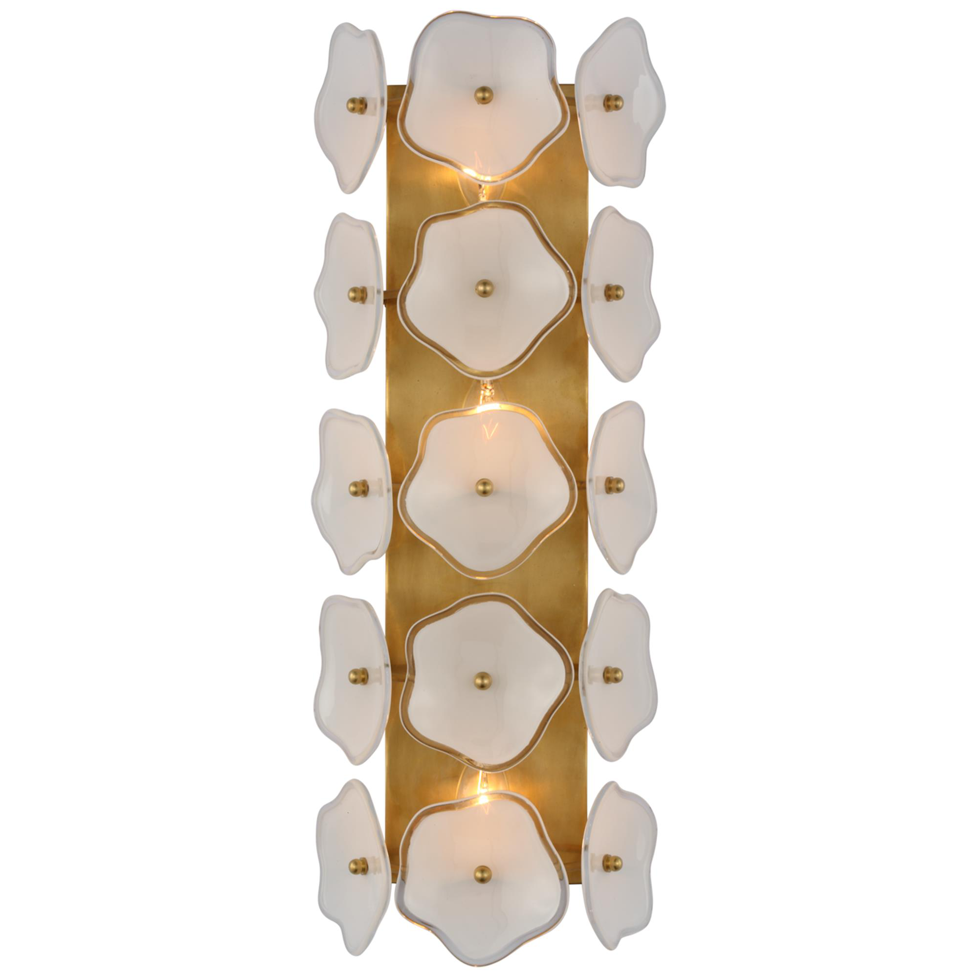Shown in Soft Brass finish and Cream Tinted Glass shade