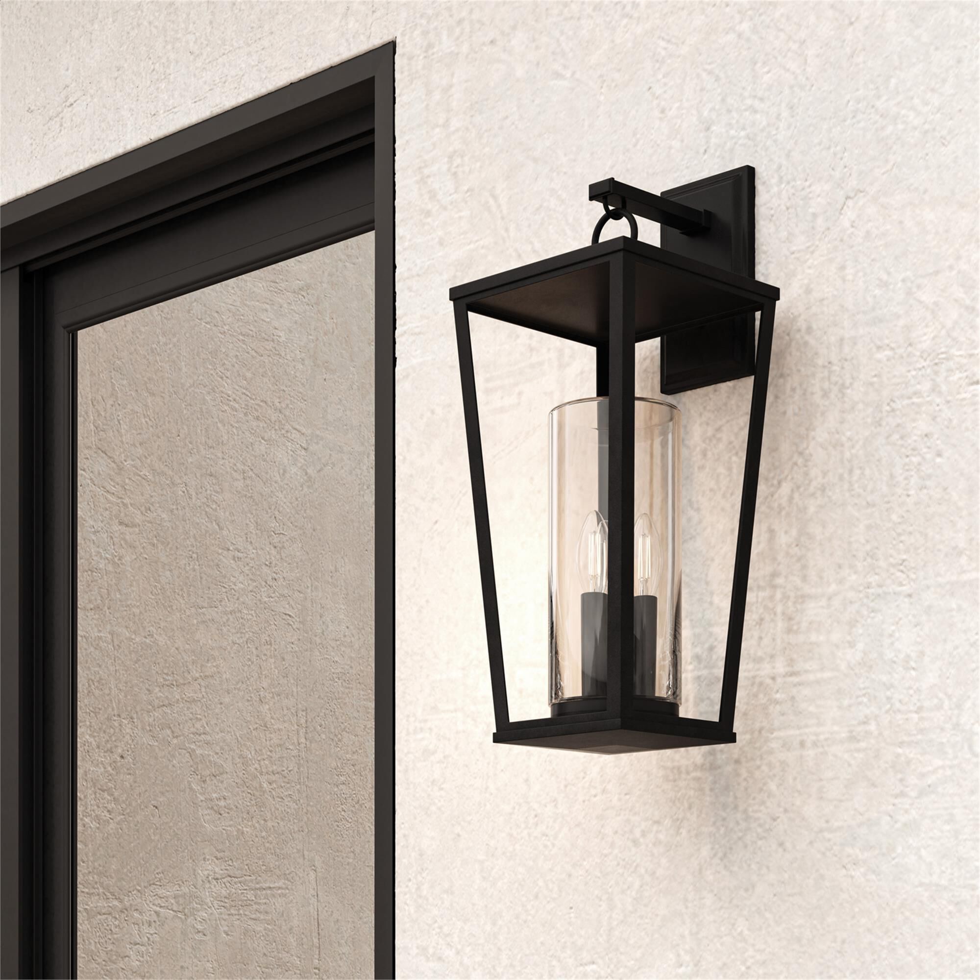 Shown in Black finish and Clear glass