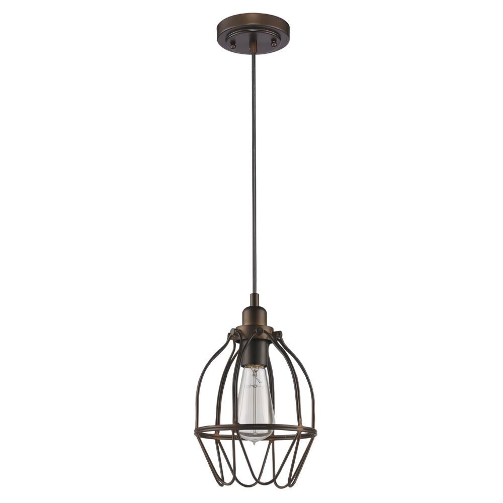 Shown in Oil Rubbed Bronze finish and Oil Rubbed Bronze glass and Oil-Rubbed Bronze Geometric Wire shade