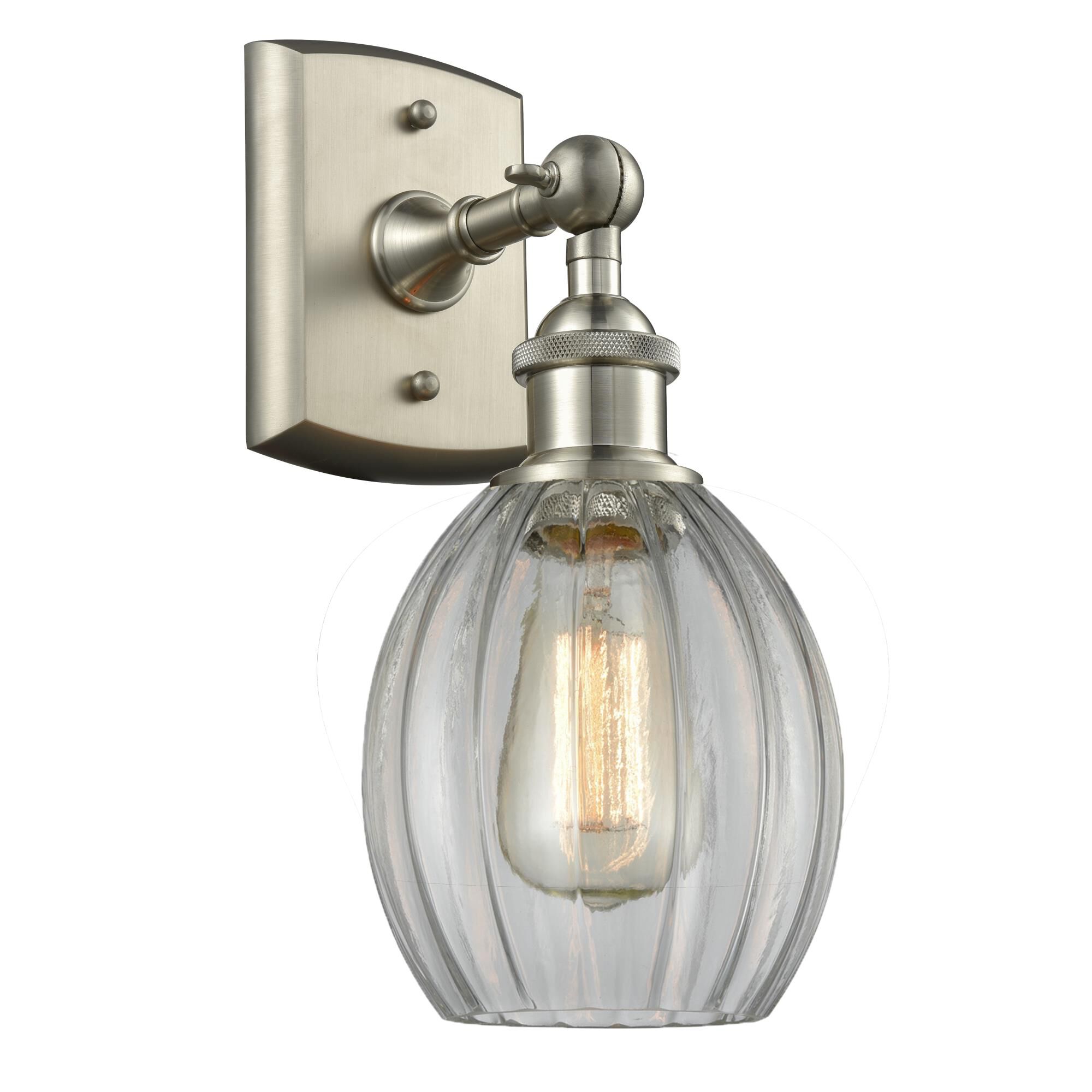 Shown in Brushed Satin Nickel finish and Clear Fluted glass