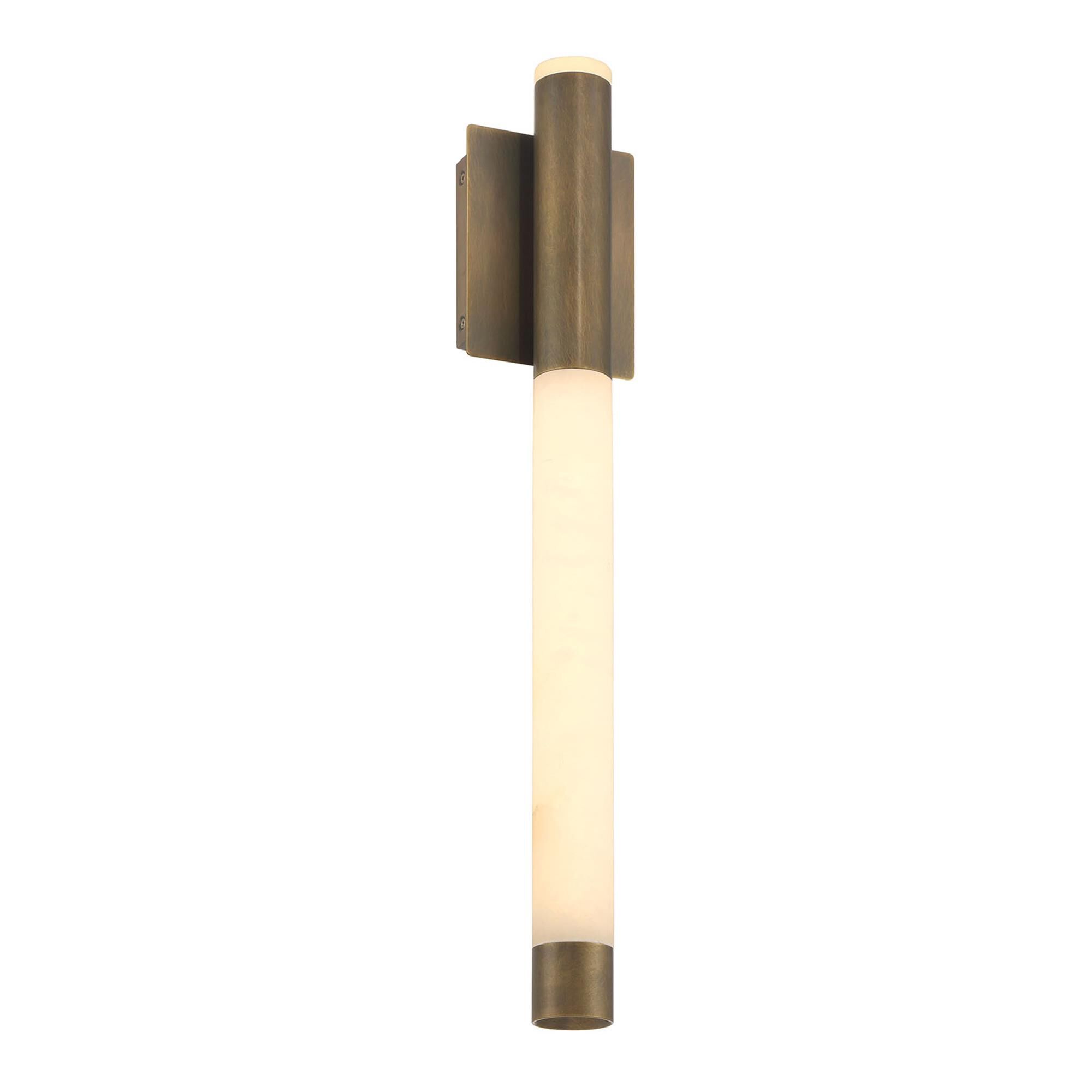 Shown in Weathered Brass finish and Alabaster glass