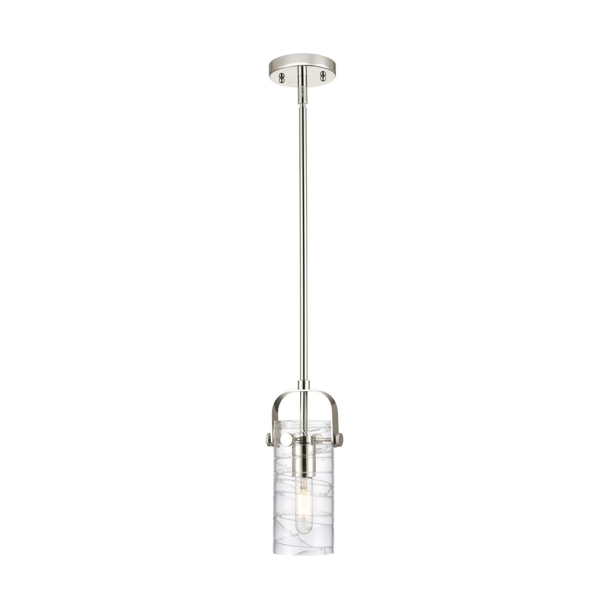 Shown in Polished Nickel finish and Deco Swirl glass