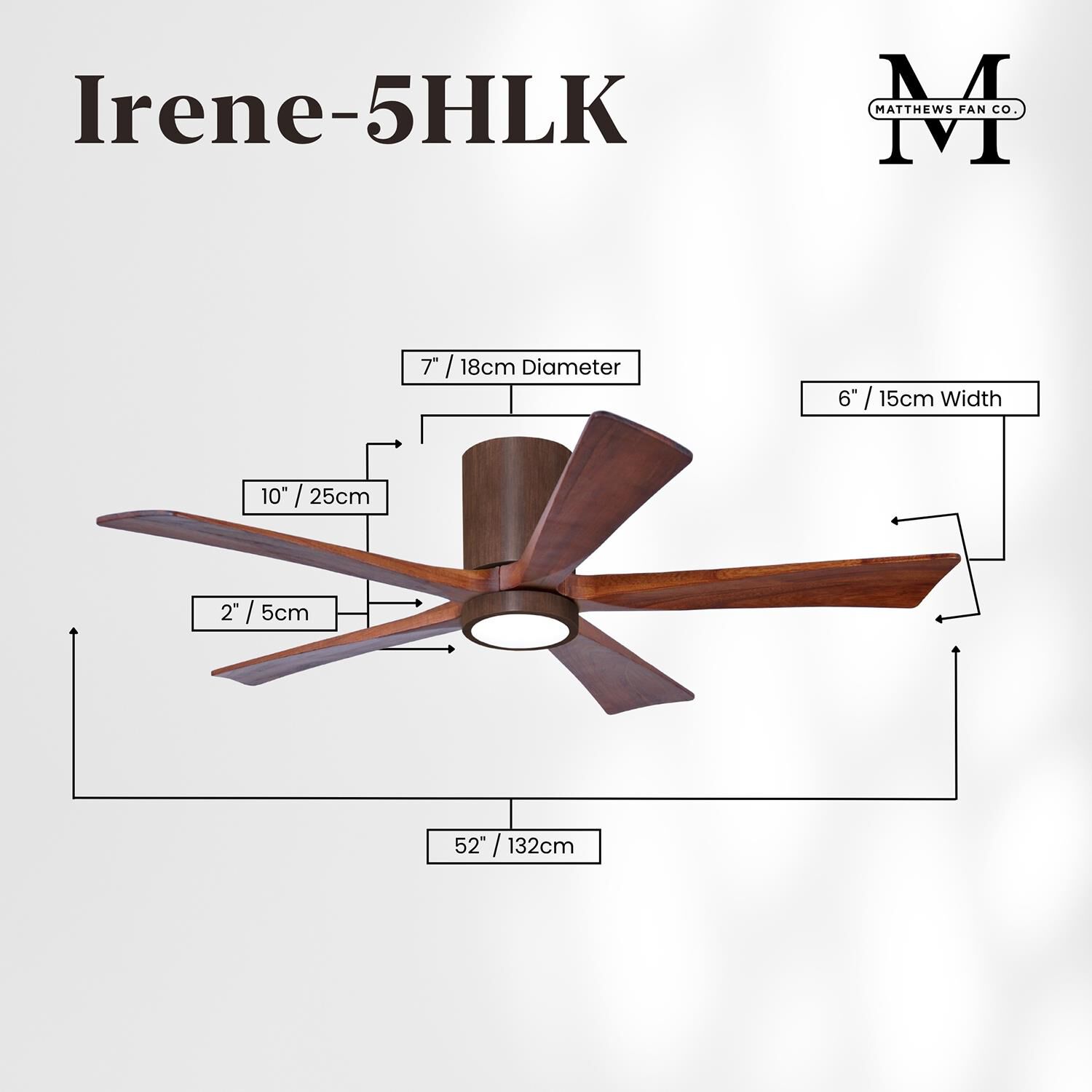 Irene 52 Inch Flush Mount Fan with Light Kit by Matthews Fan Company