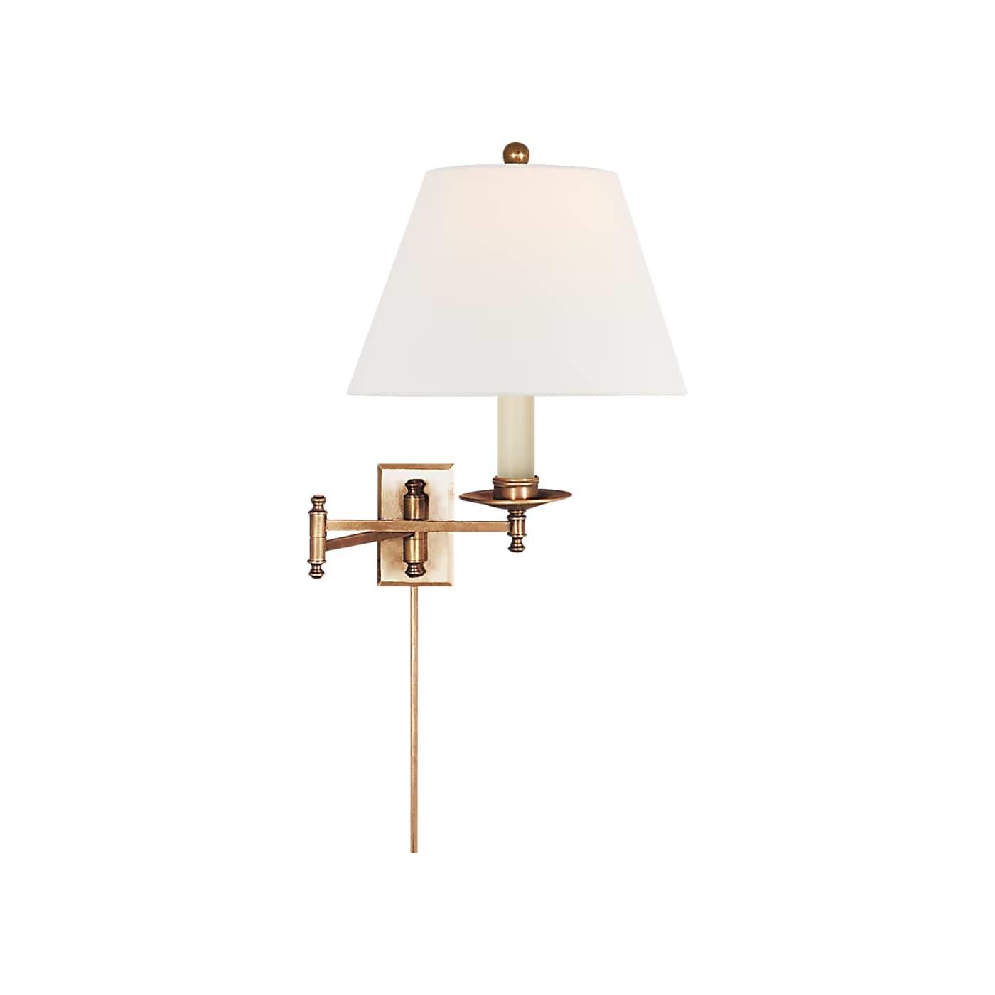 Shown in Antique-Burnished Brass finish and Linen shade