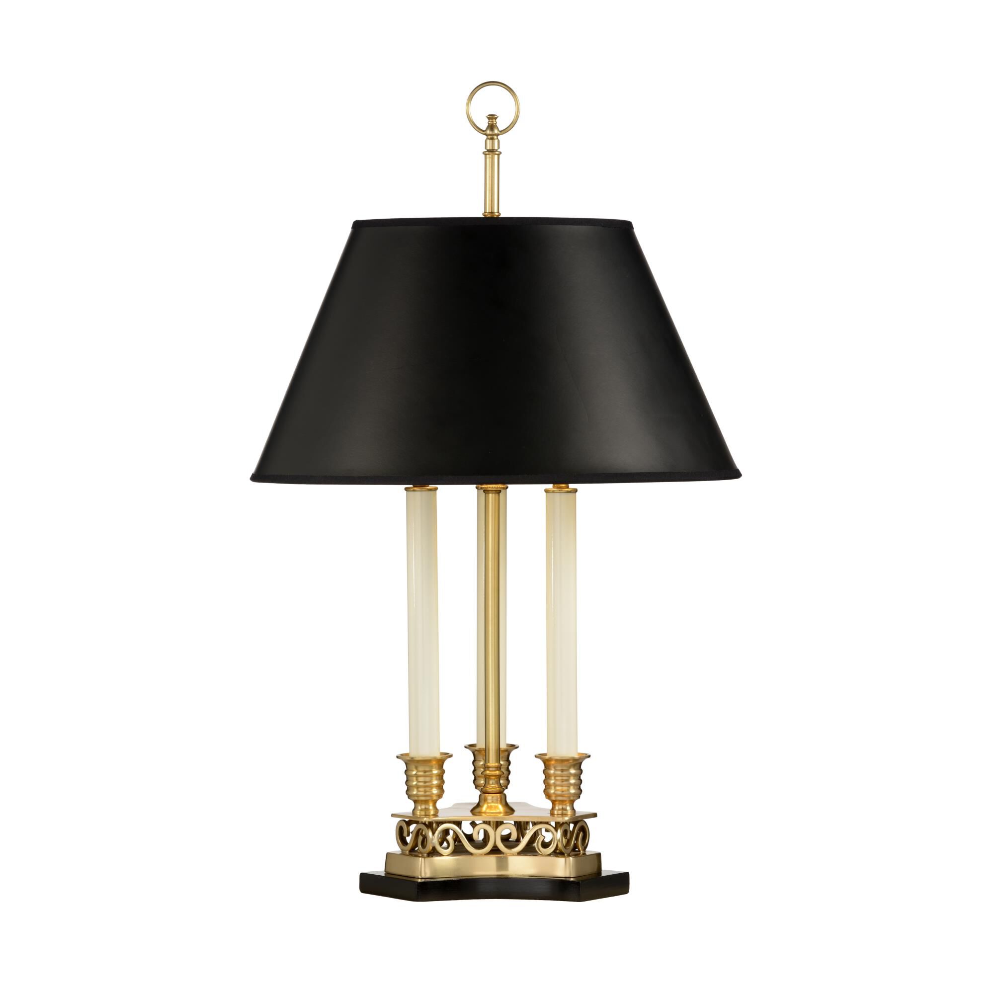 Shown in Antique Brass finish and Paper shade