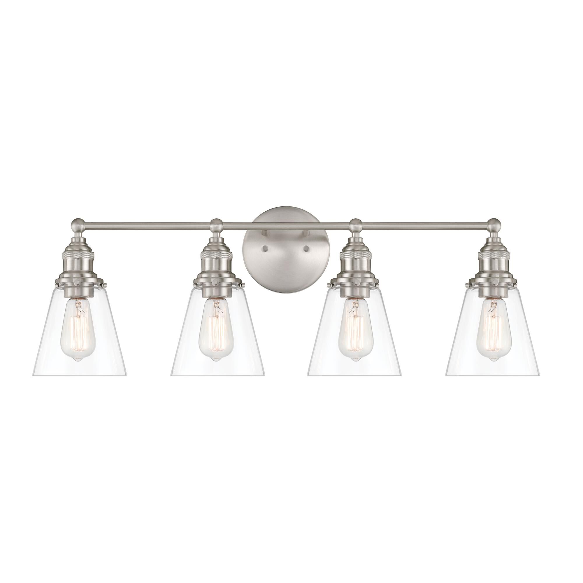 Shown in Brushed Nickel finish and Clear glass