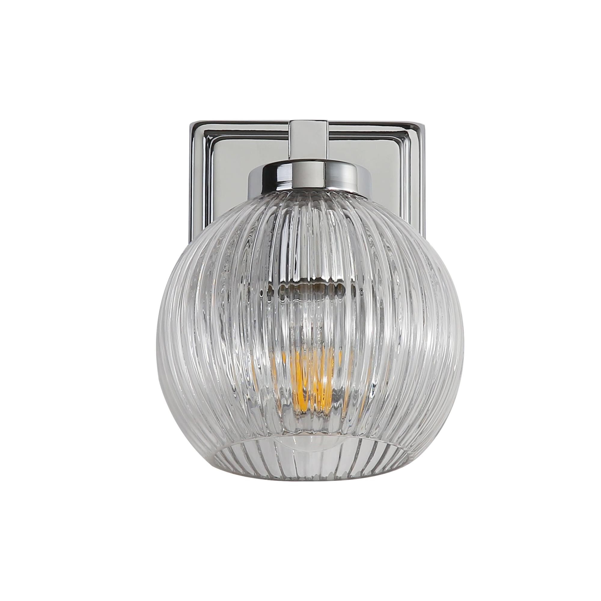 Shown in Chrome finish and Ribbed Clear Glass shade