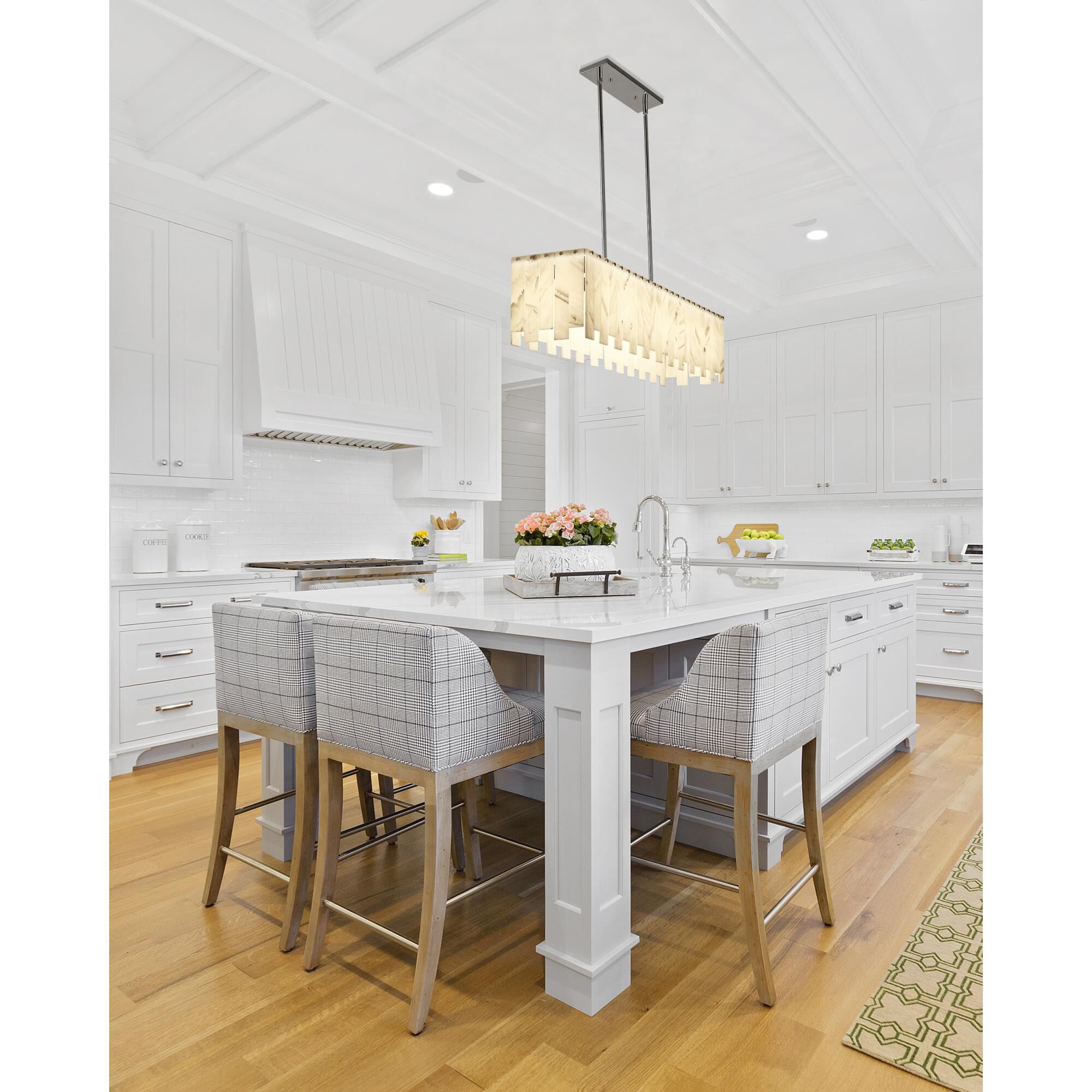 Shown in Polished Nickel finish and Alabaster Resin shade