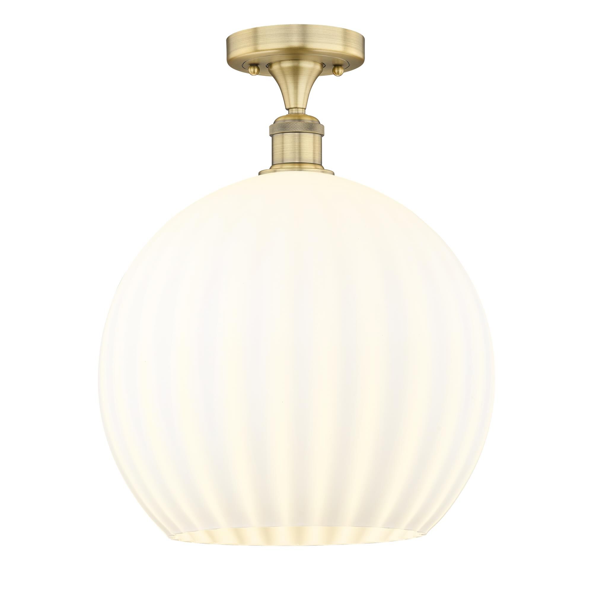 Shown in Brushed Brass finish and White Venetian glass