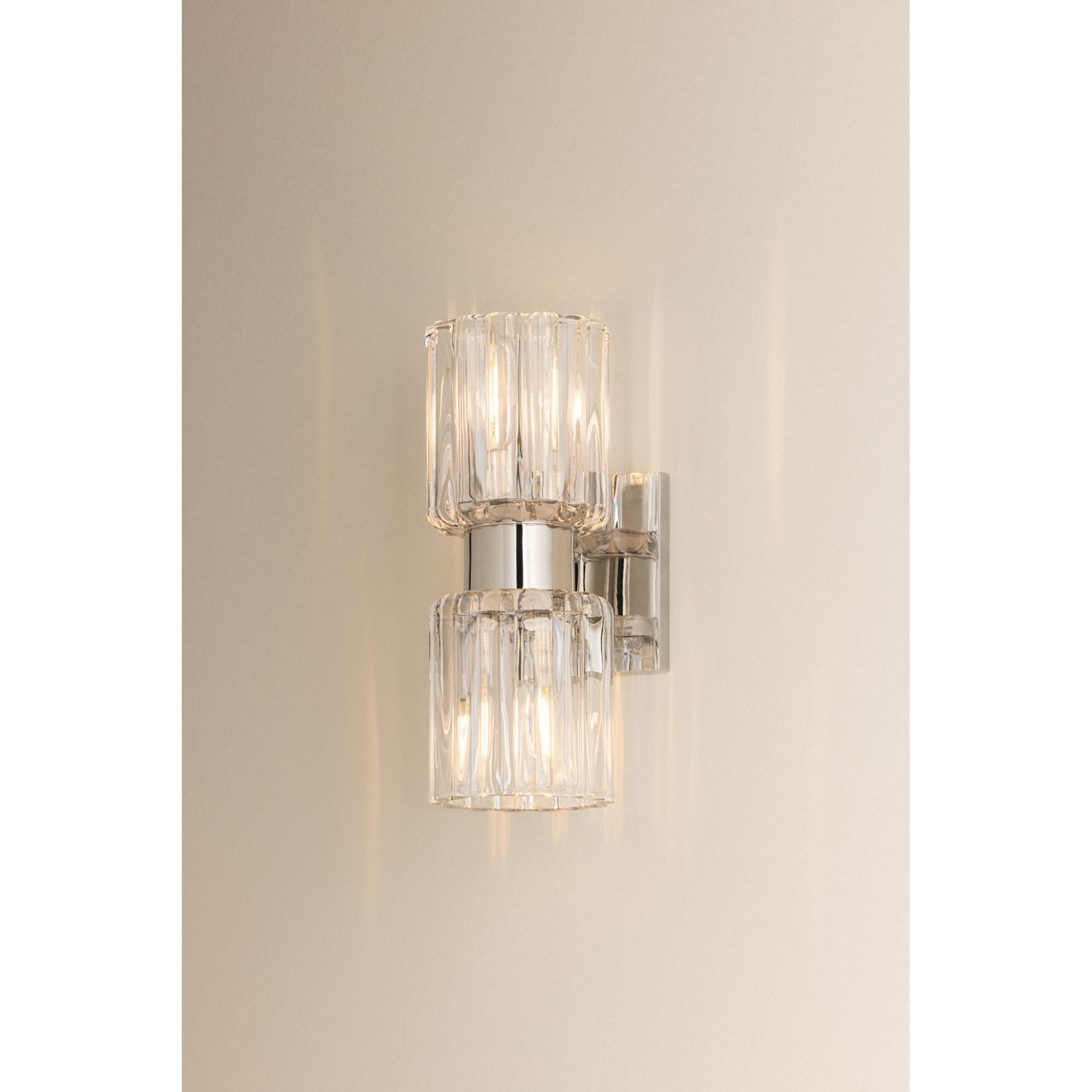 Shown in Polished Nickel finish and Clear Optic glass