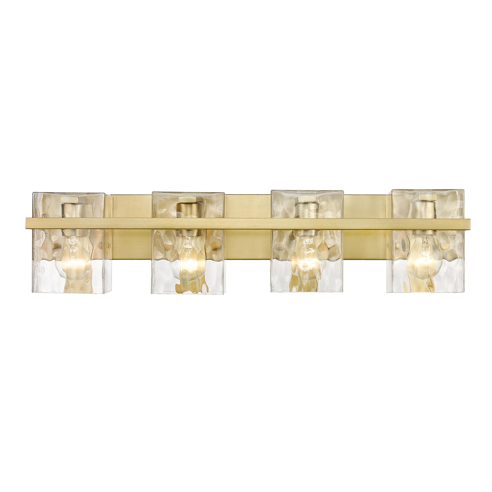 Shown in Modern Gold finish and Glass shade