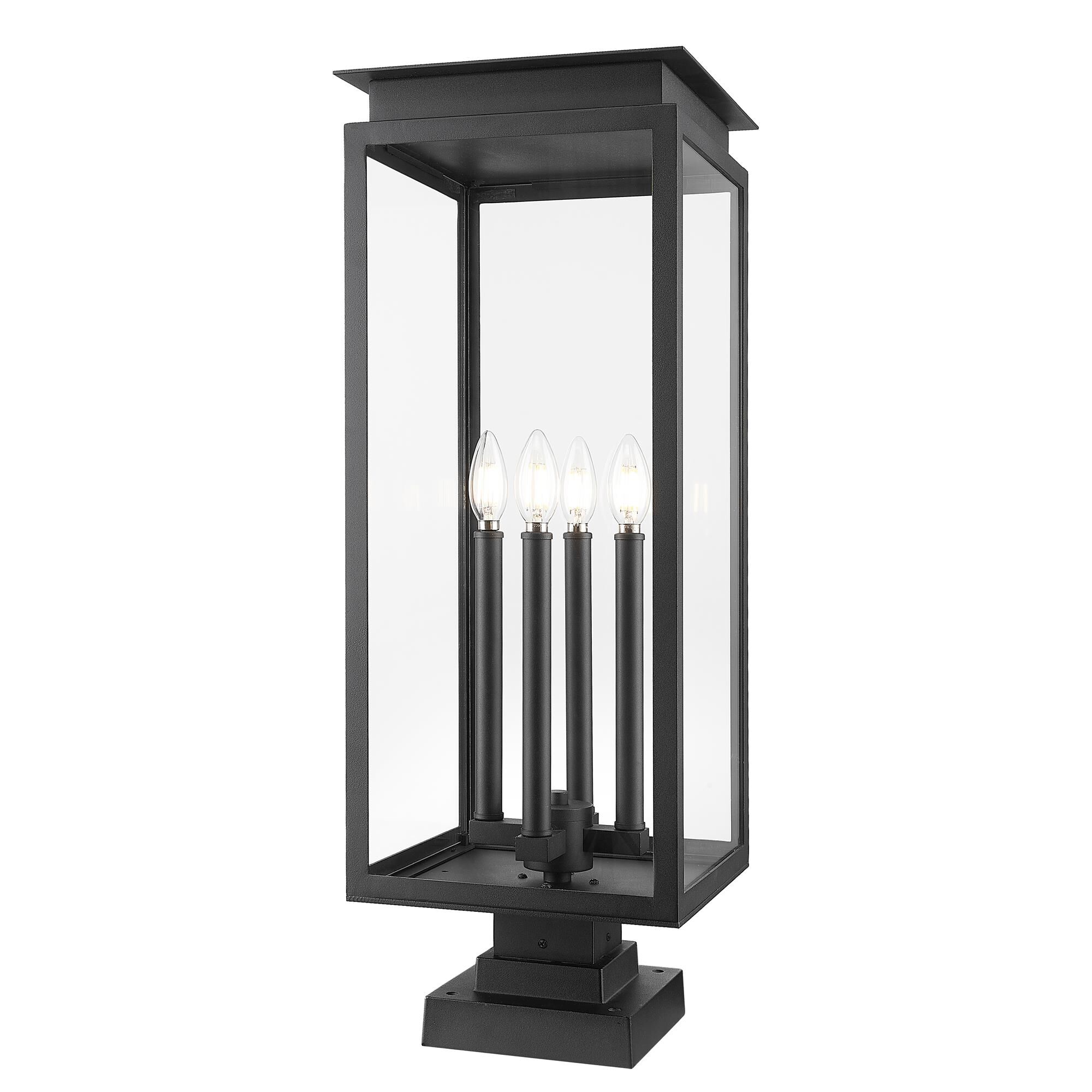 Shown in Black finish and Clear glass and Clear shade