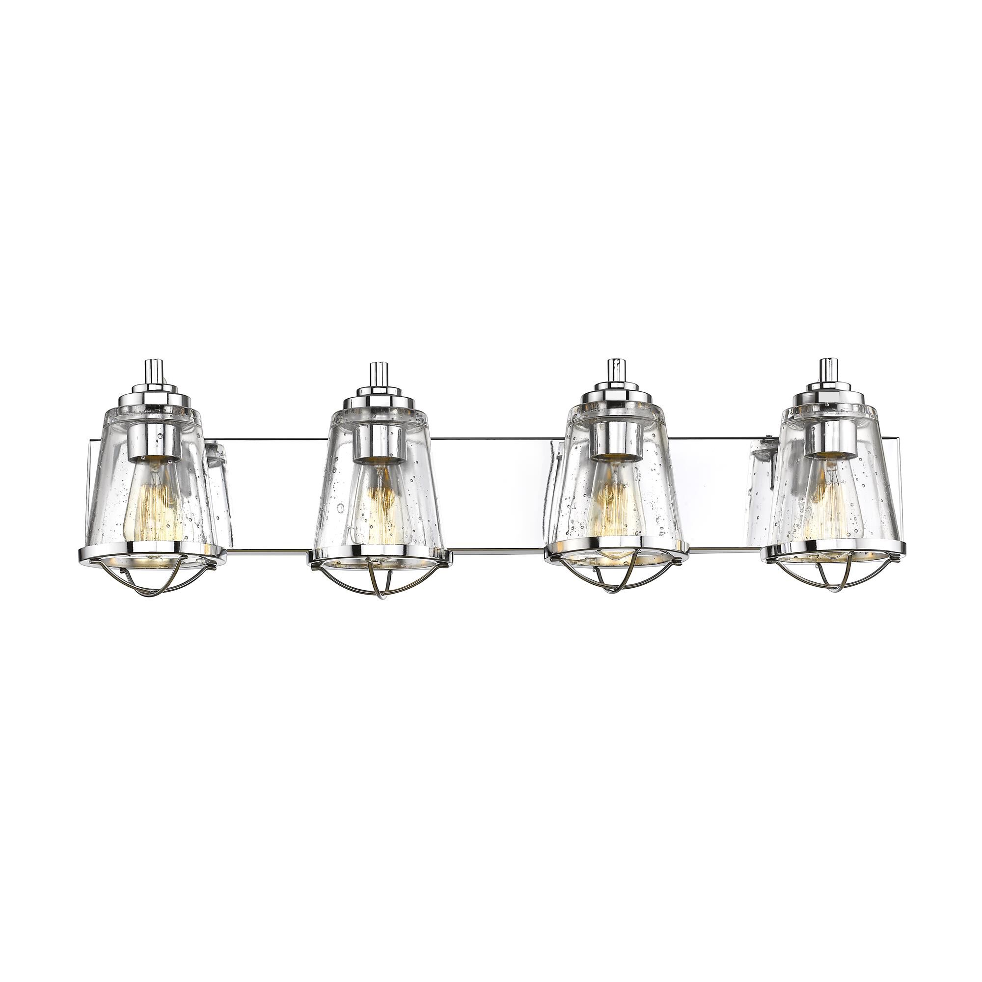 Shown in Chrome finish and Glass shade
