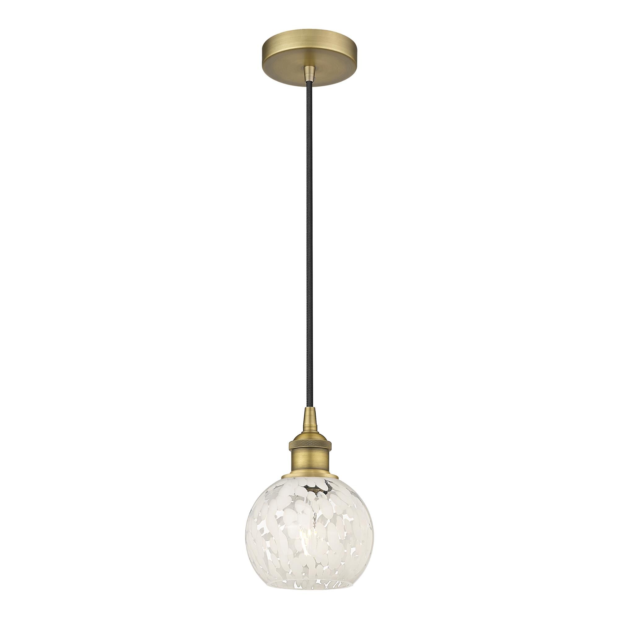 Shown in Brushed Brass finish and White Mouchette glass