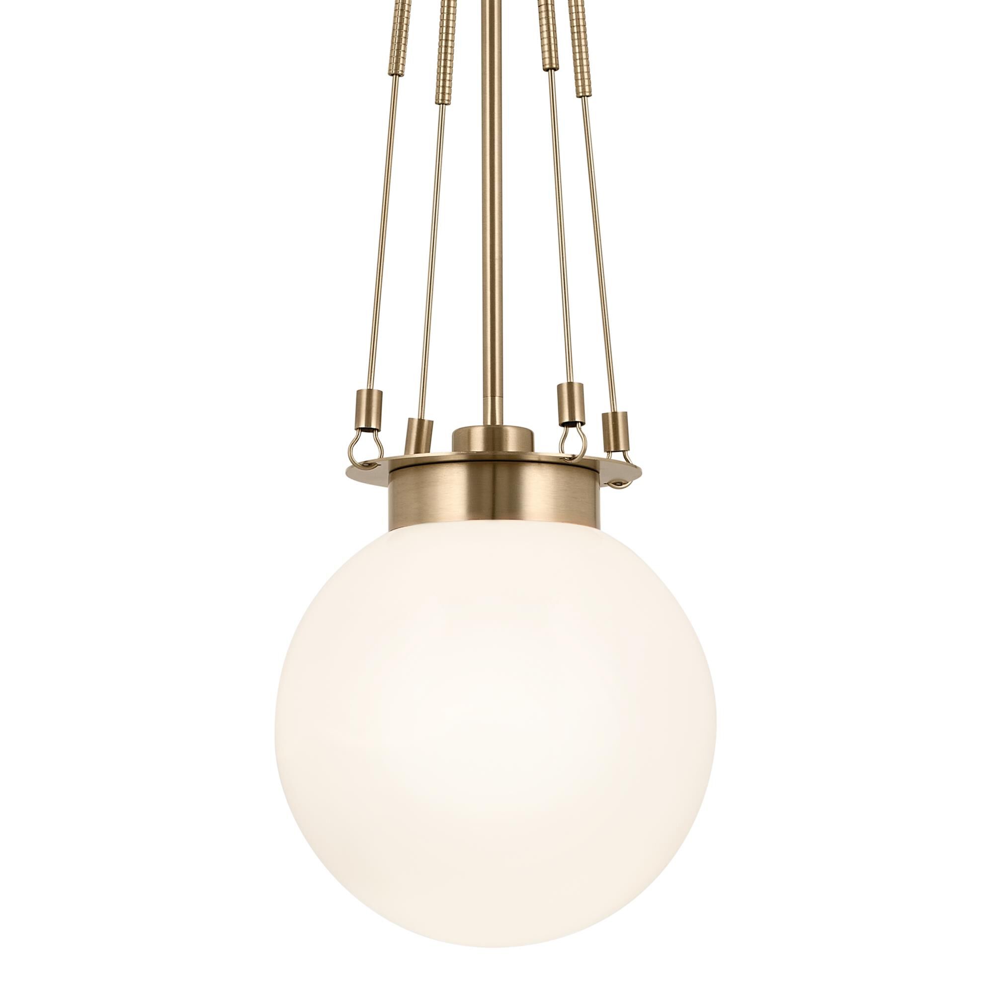 Shown in Champagne Bronze finish and Opal glass