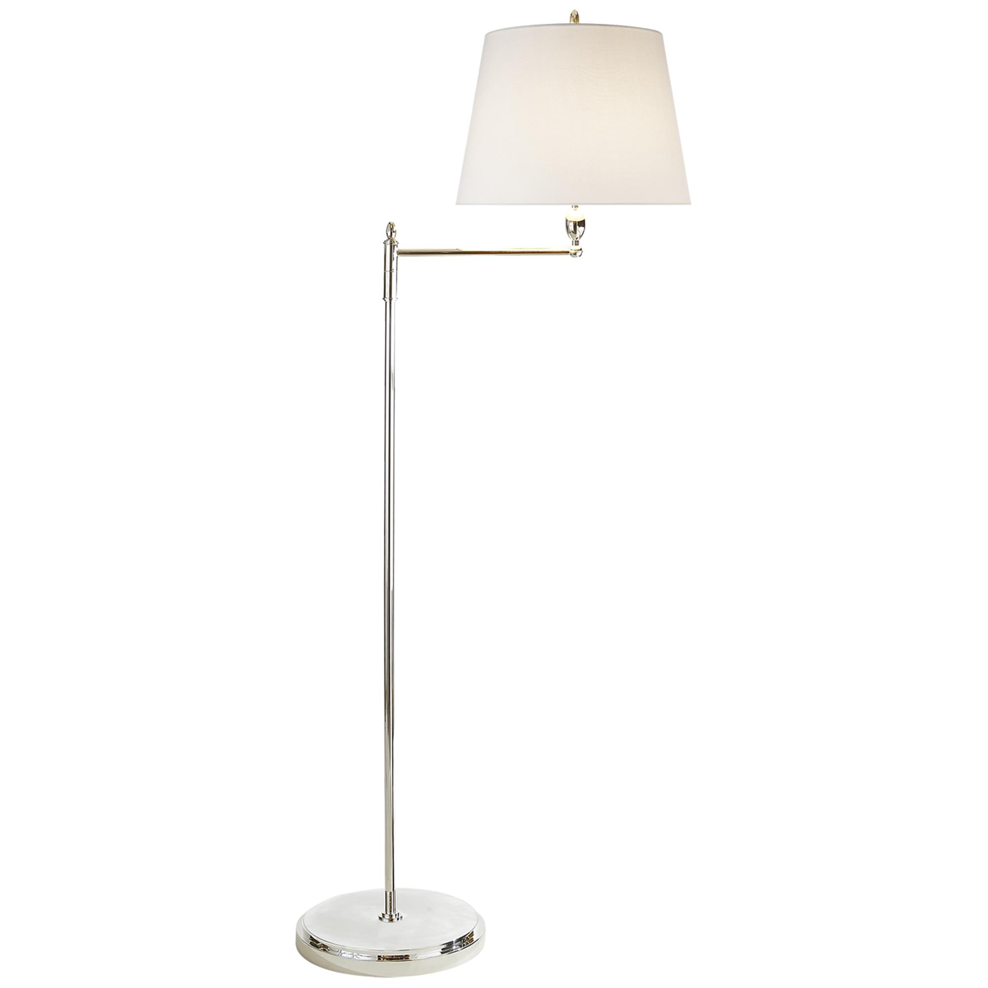 Shown in Polished Nickel finish and Linen shade