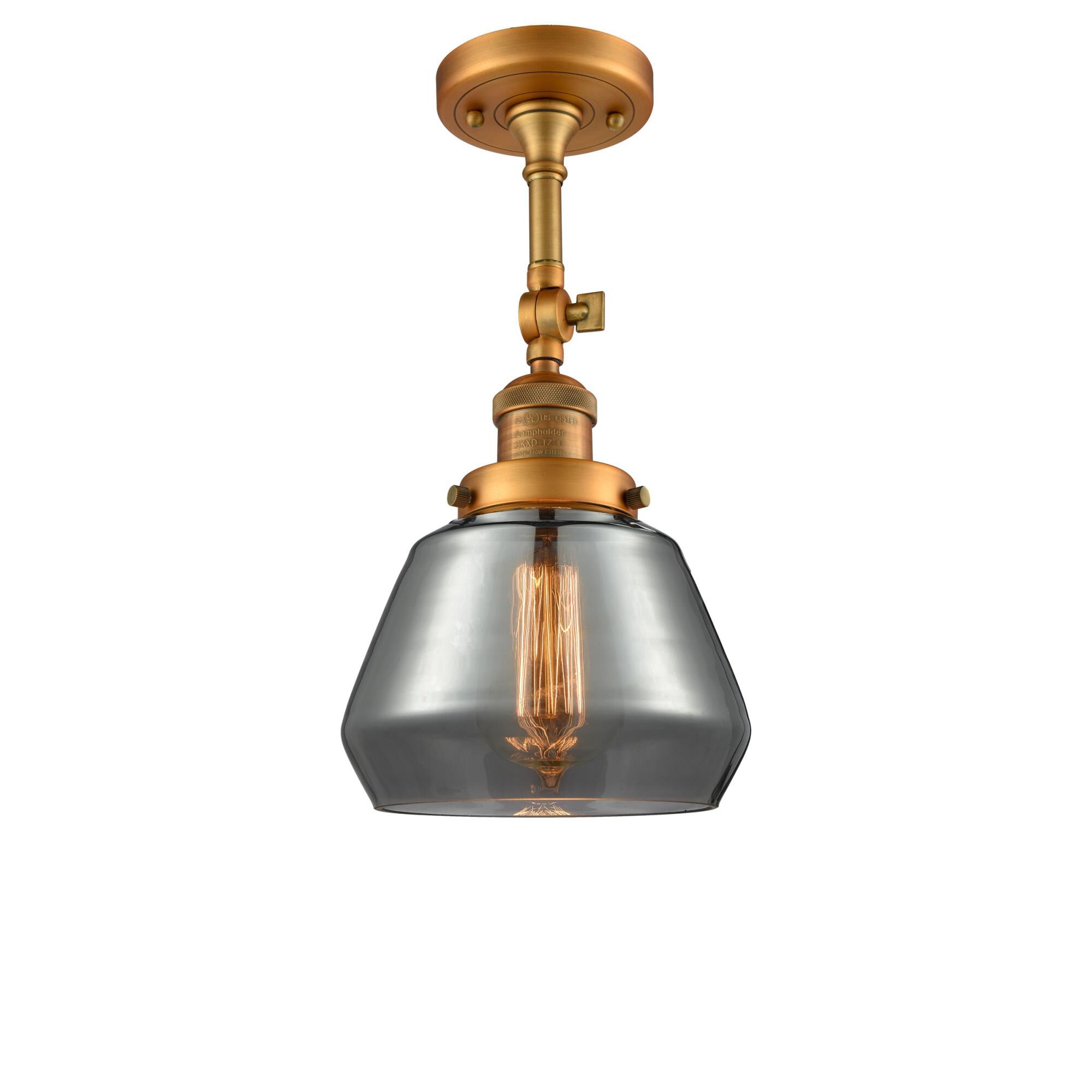 Shown in Brushed Brass finish and Plated Smoked glass