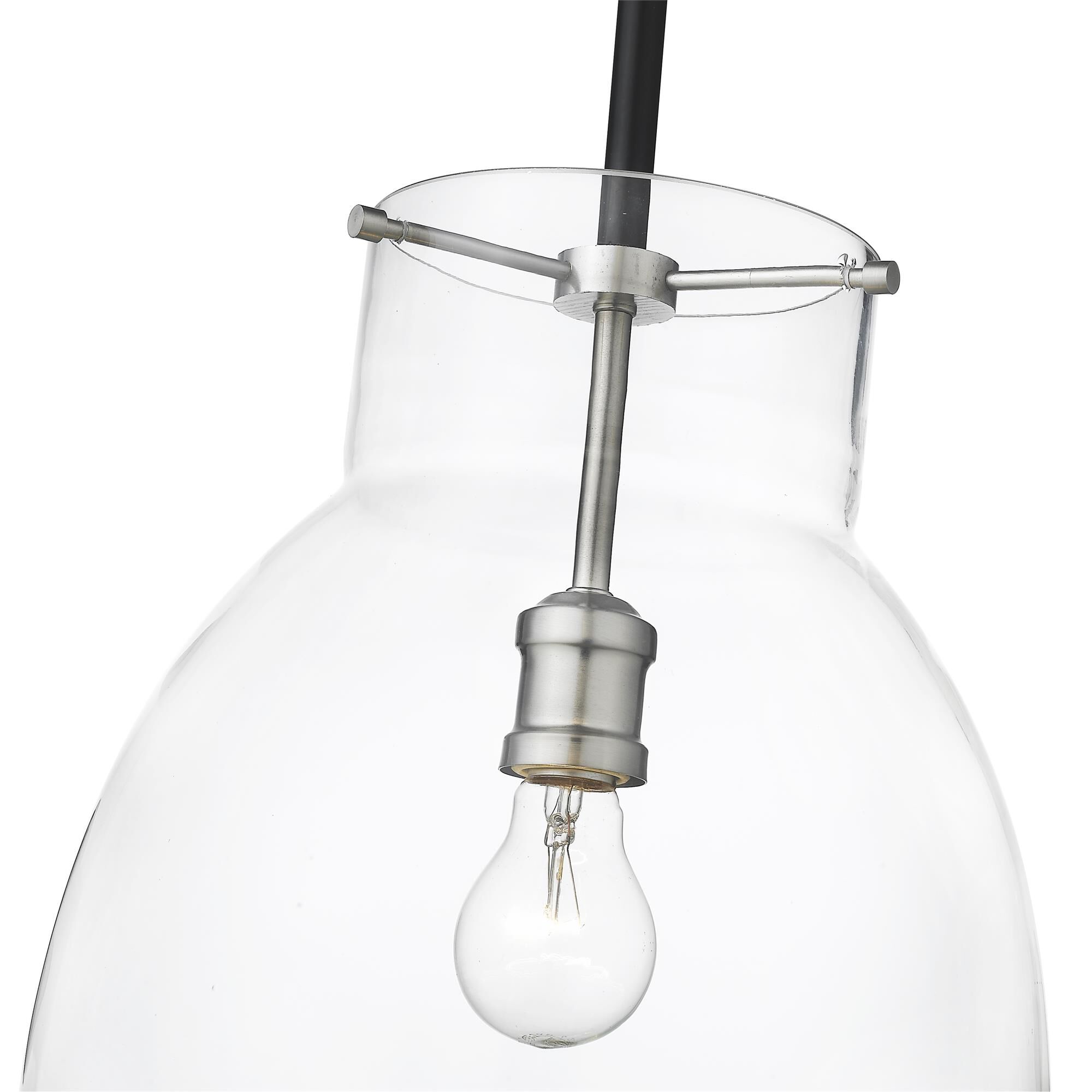 Shown in Matte Black + Brushed Nickel finish and Glass shade
