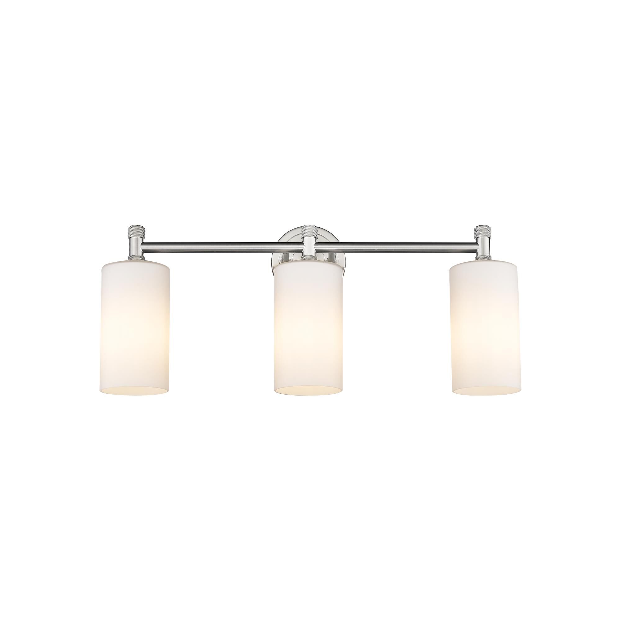 Shown in Satin Nickel finish and Matte White glass and Matte White Glass shade