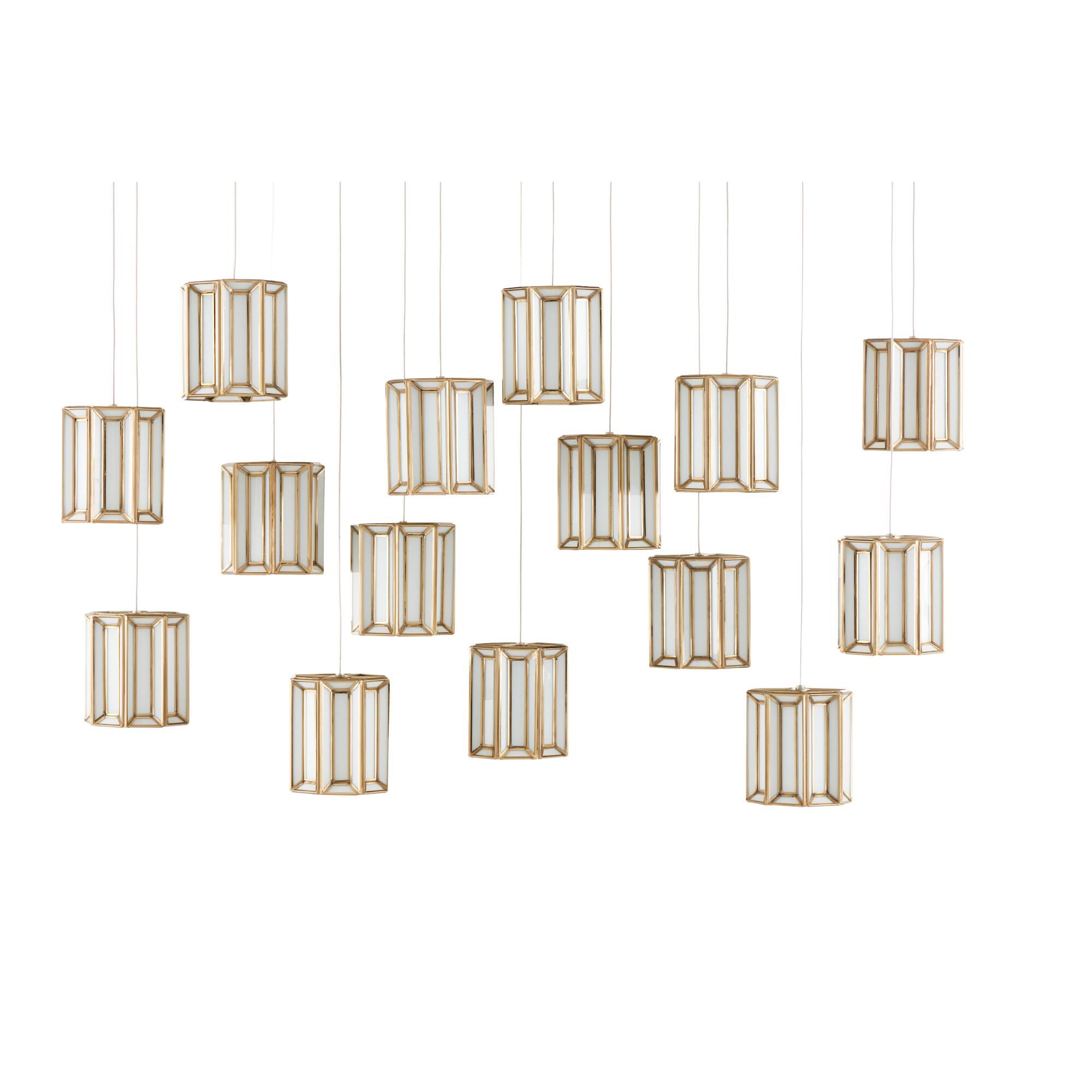 Shown in Antique Brass/White/Painted Silver finish and Antique Brass/Frosted Glass shade