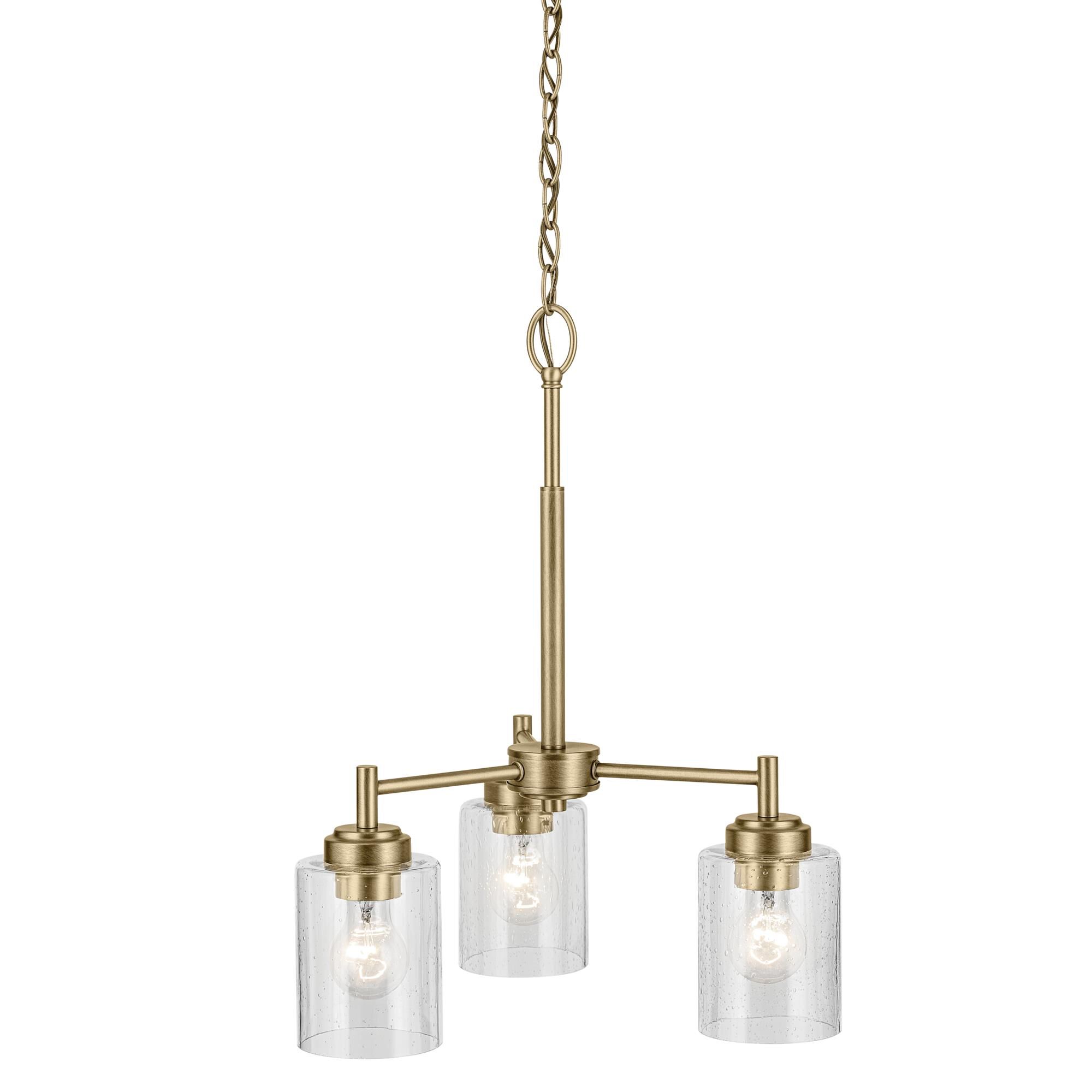 Shown in Natural Brass finish and Clear Seeded glass