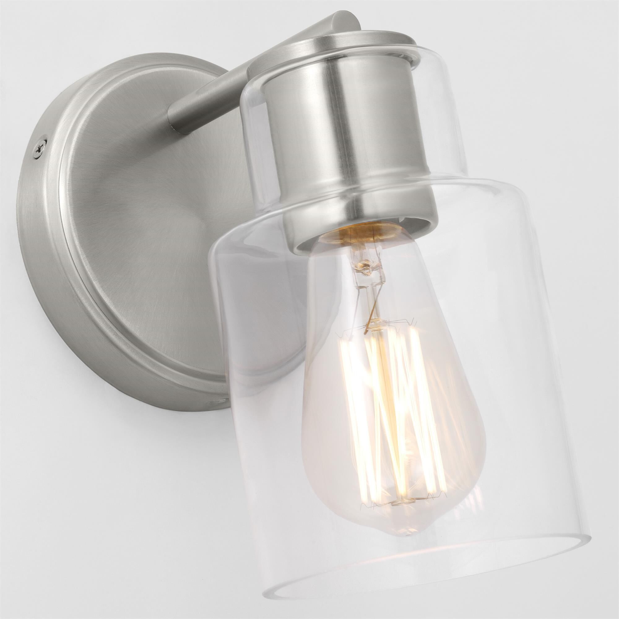 Shown in Brushed Steel finish and Clear glass