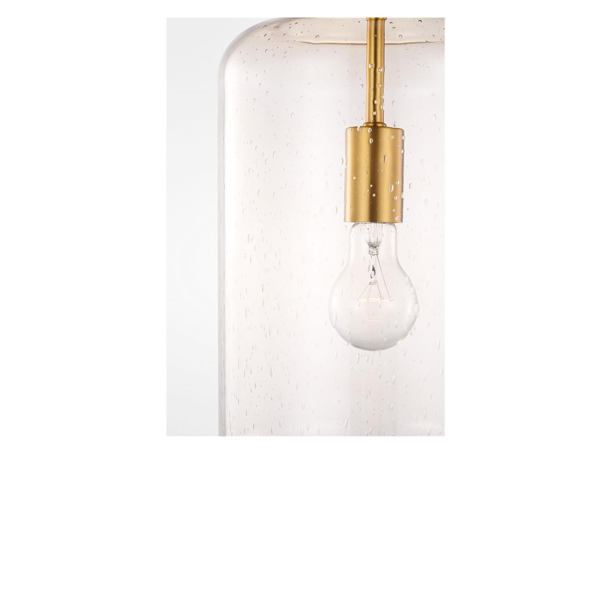 Shown in Burnished Brass finish and Sienna Seeded glass