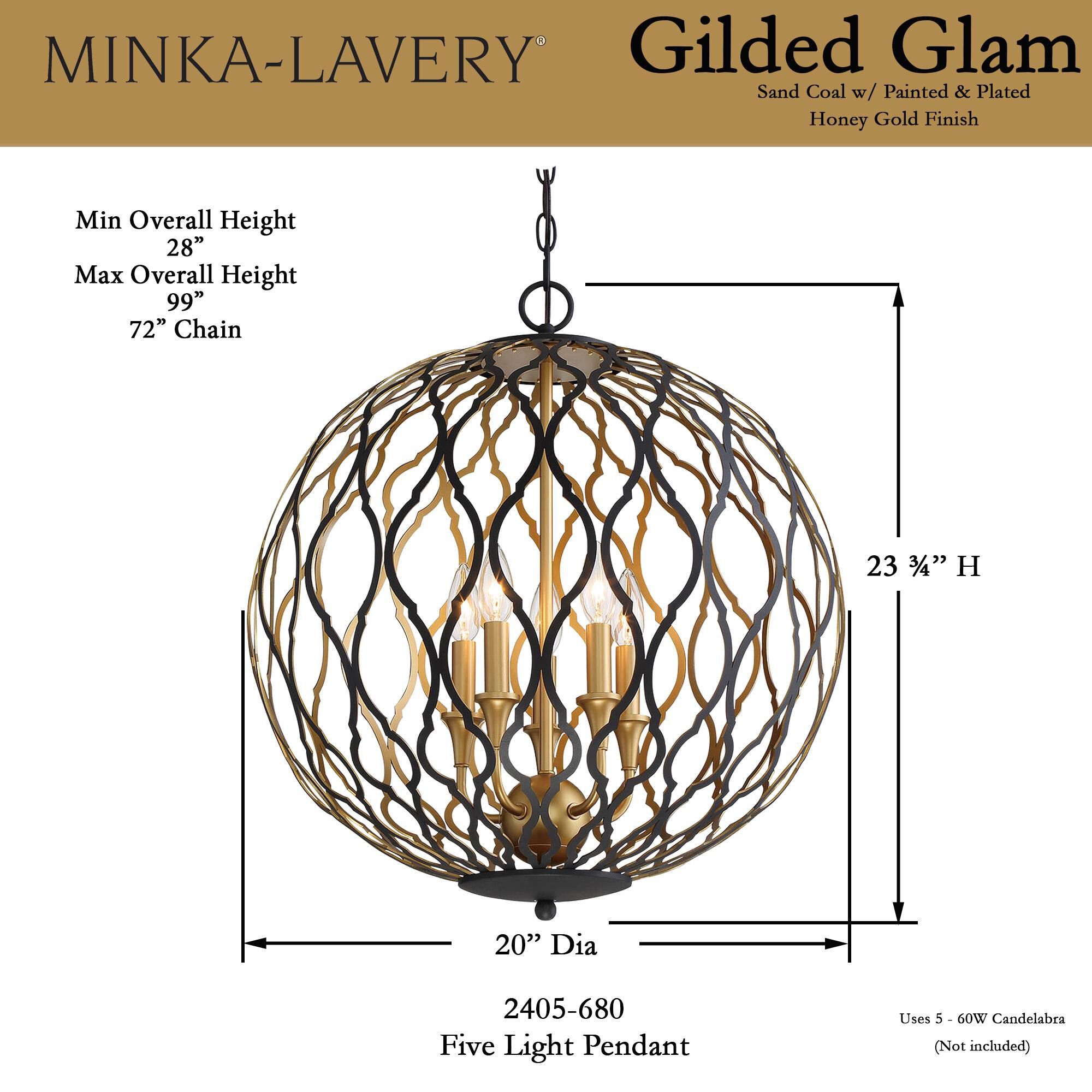 Gilded Glam 20 Inch Large Pendant by Minka Lavery
