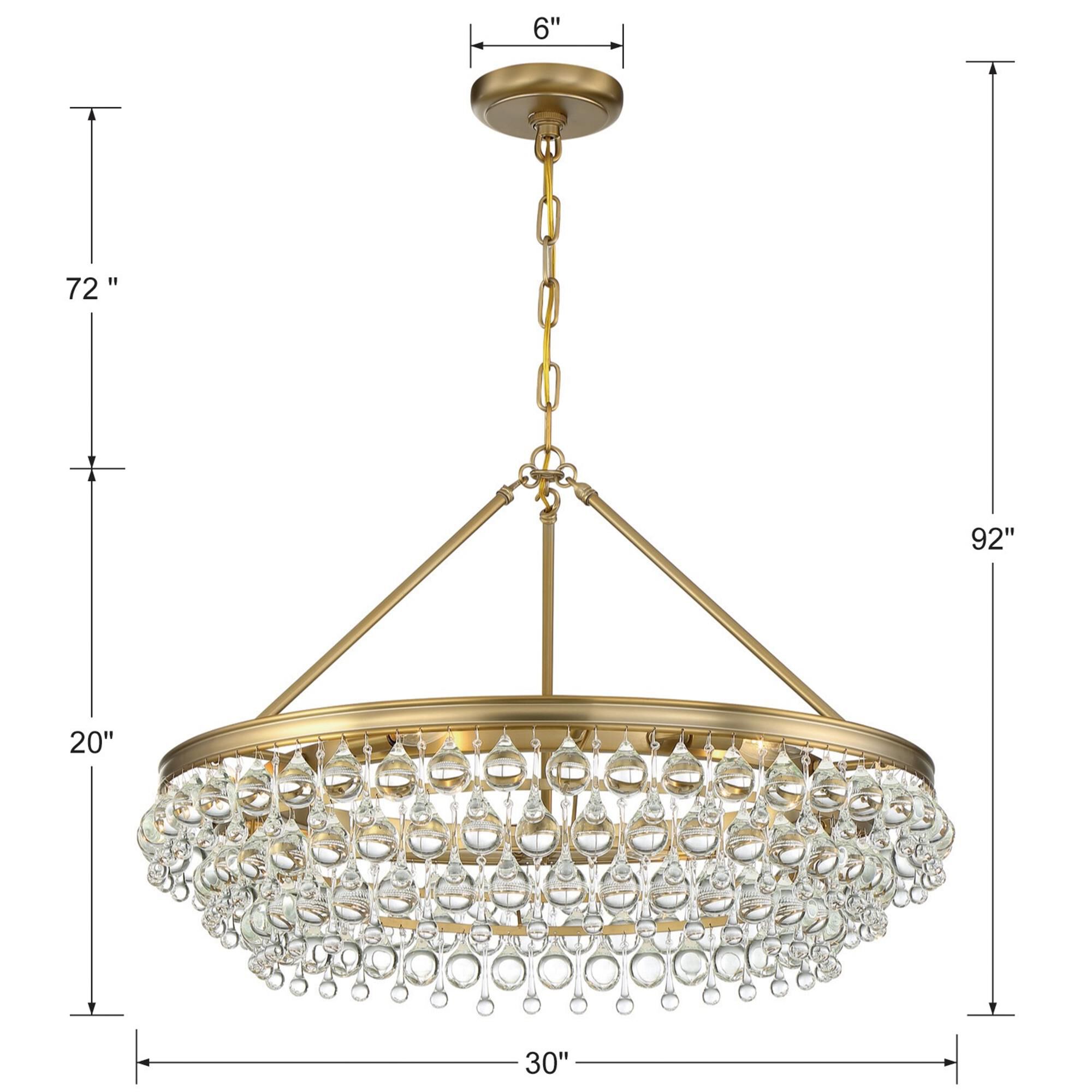 Shown in Vibrant Gold finish and Clear Glass Drops crystal