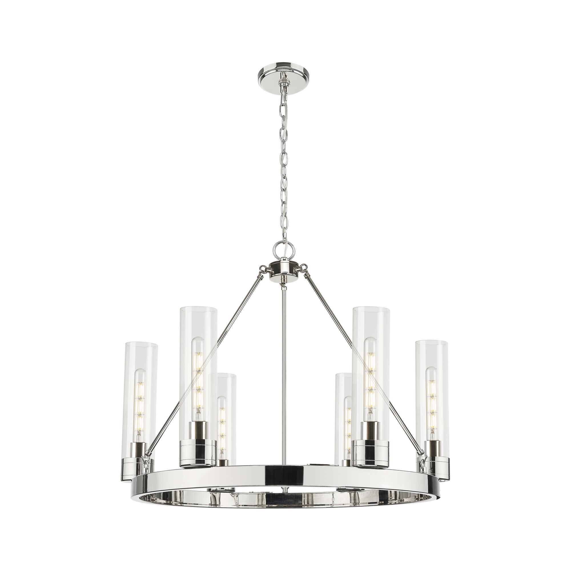 Shown in Polished Nickel finish and Clear glass