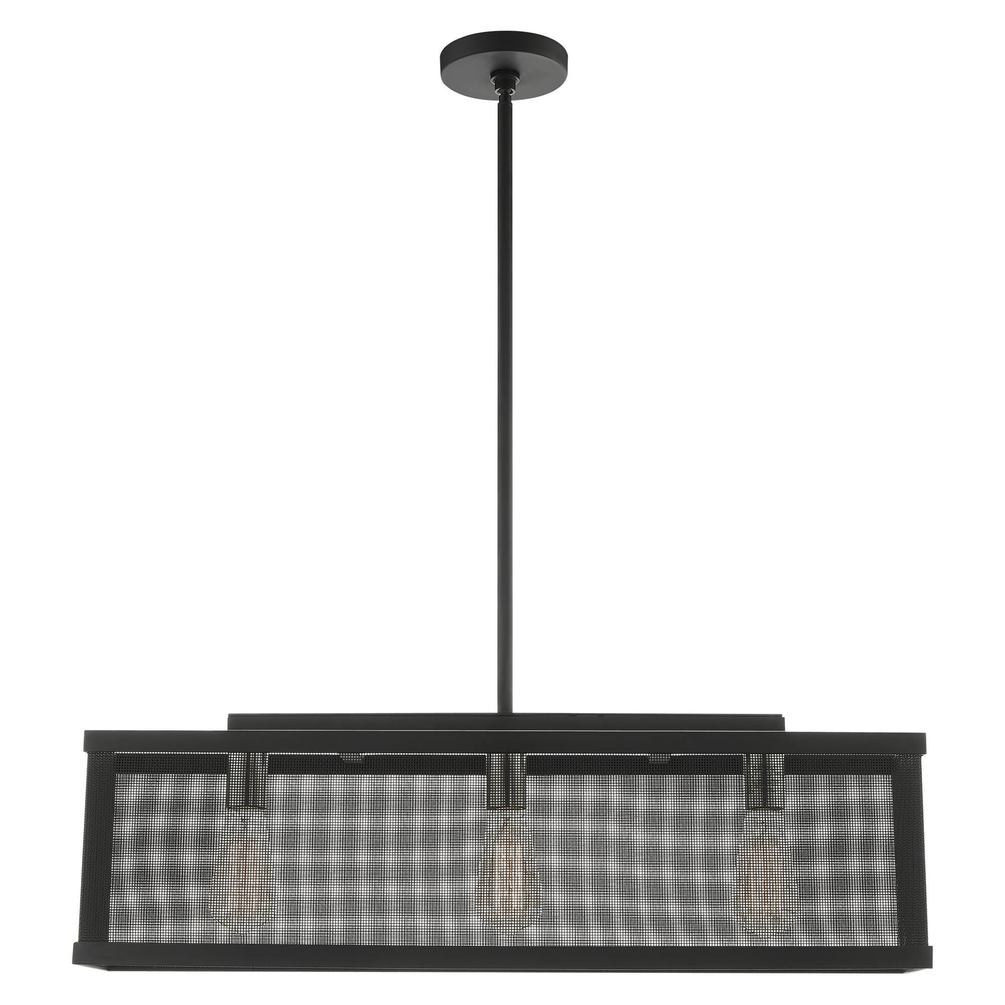 Shown in Black With Brushed Nickel Accents finish and Black Stainless Mesh Shade glass and Black Stainless Mesh shade