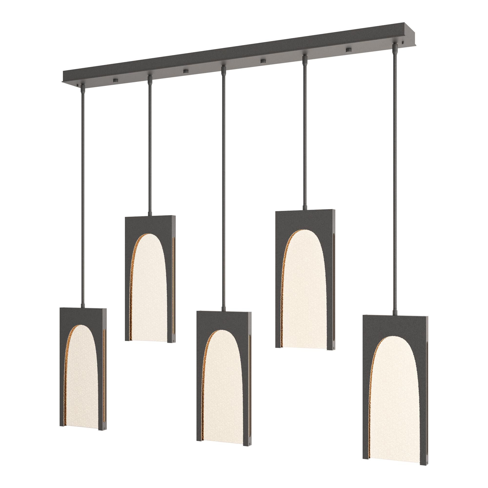 Shown in Natural Iron finish and Seeded Clear glass