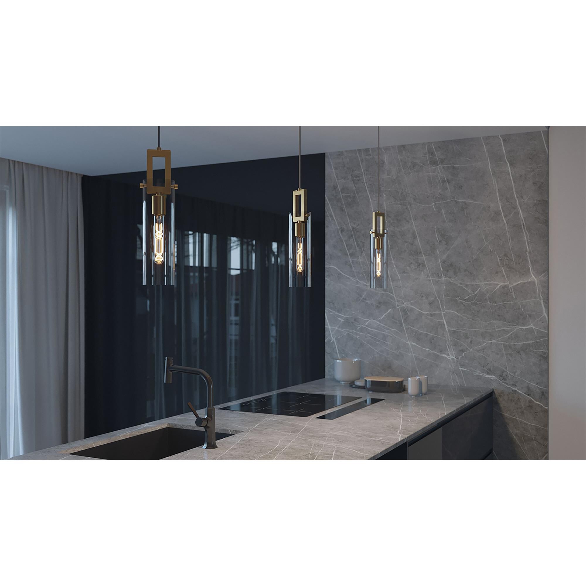 Shown in Light Antique Brass finish and Clear glass