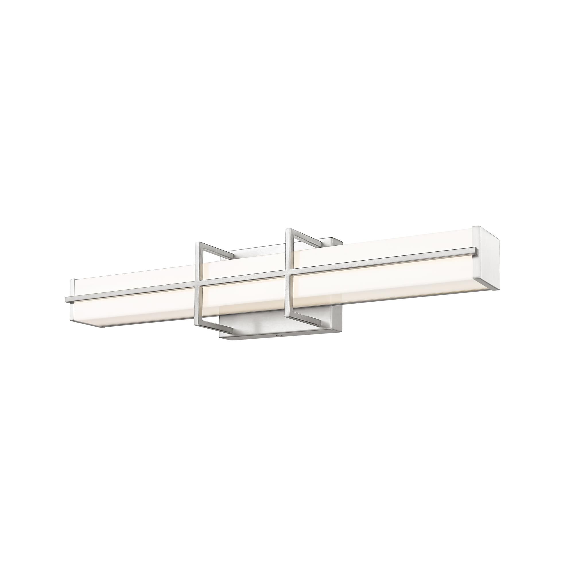 Shown in Brushed Nickel finish and Frosted glass and Frosted shade