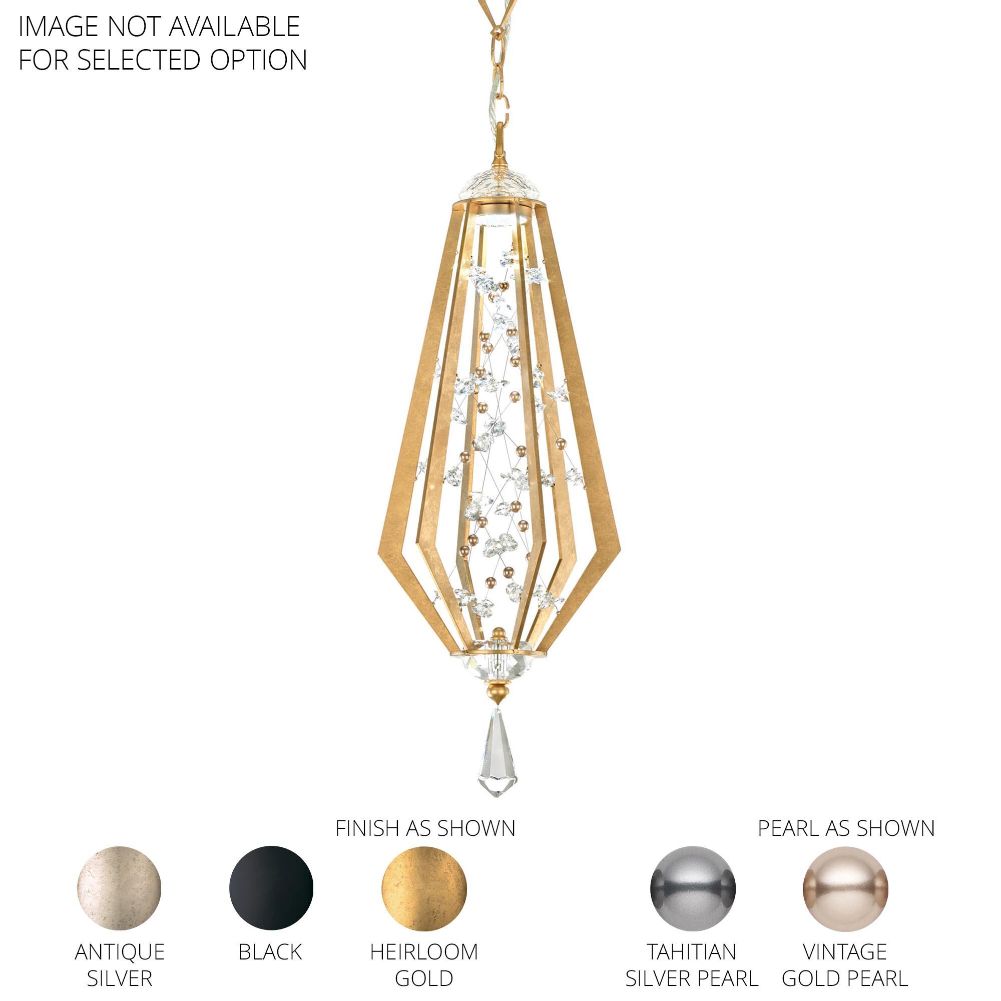 Shown in Black With Gold Pearl finish and Radiance crystal and Crystal glass