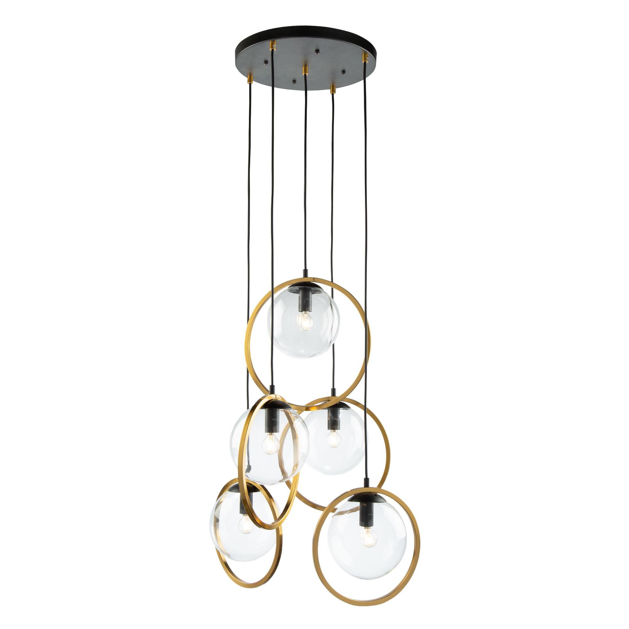 Shown in Black & Vintage Brass finish and Glass shade