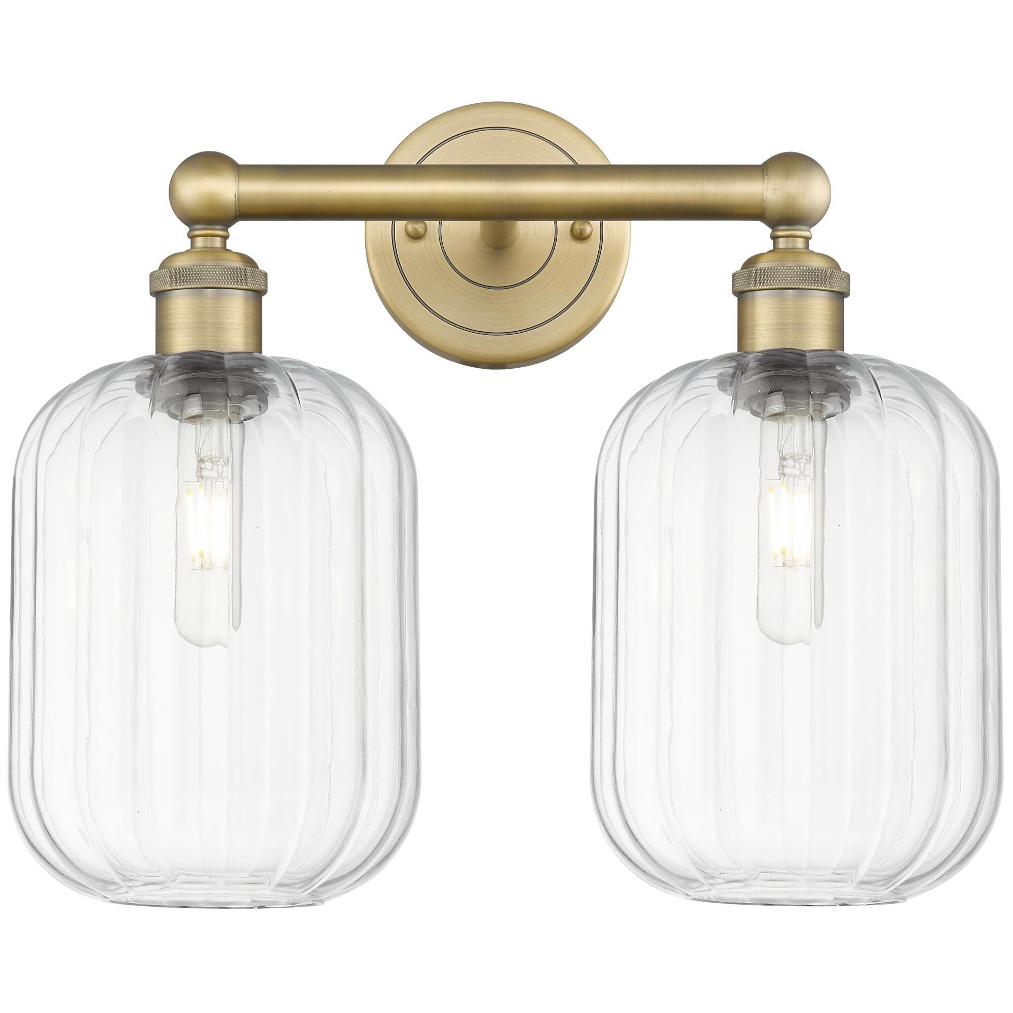 Shown in Brushed Brass finish and Clear glass