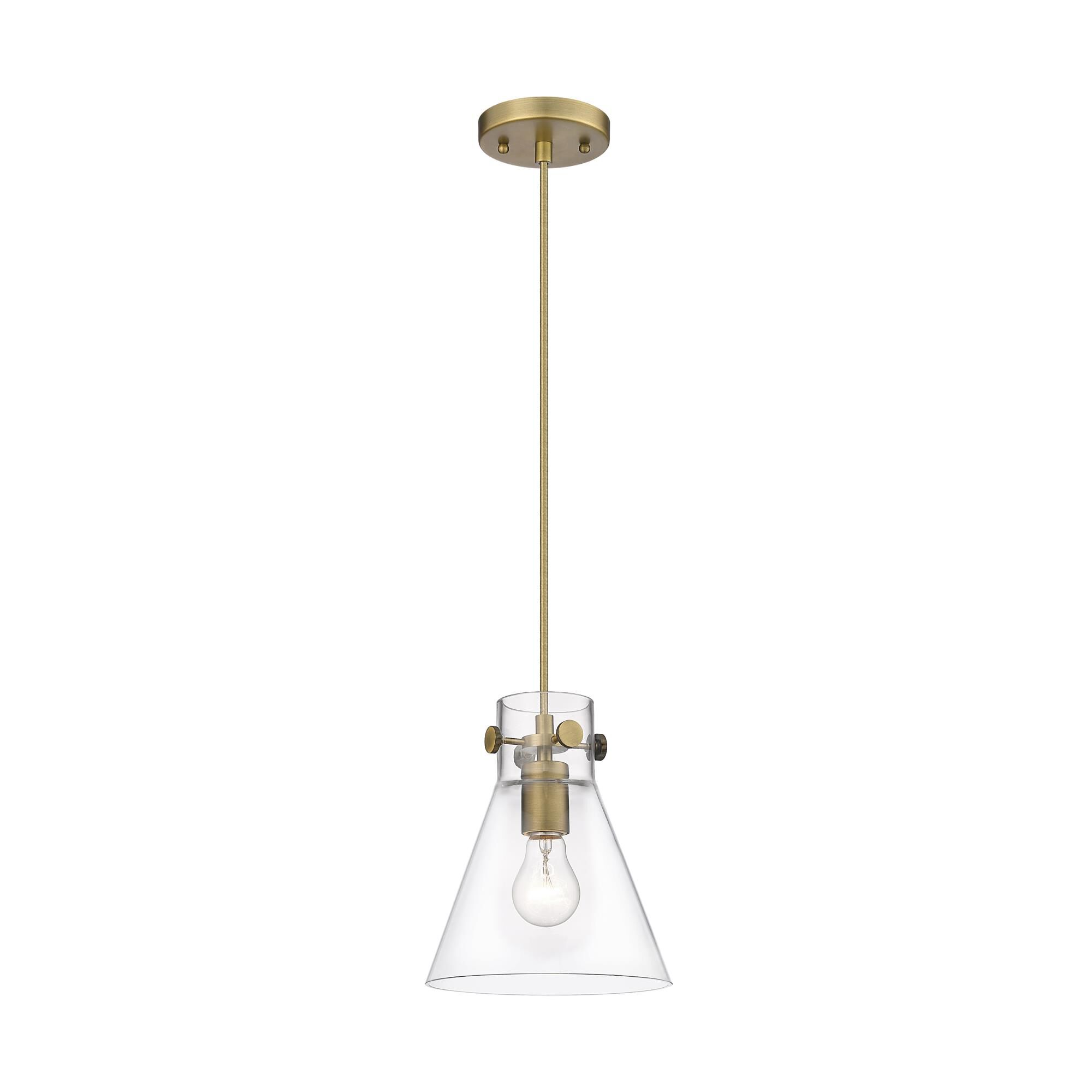 Shown in Brushed Brass finish and Clear glass