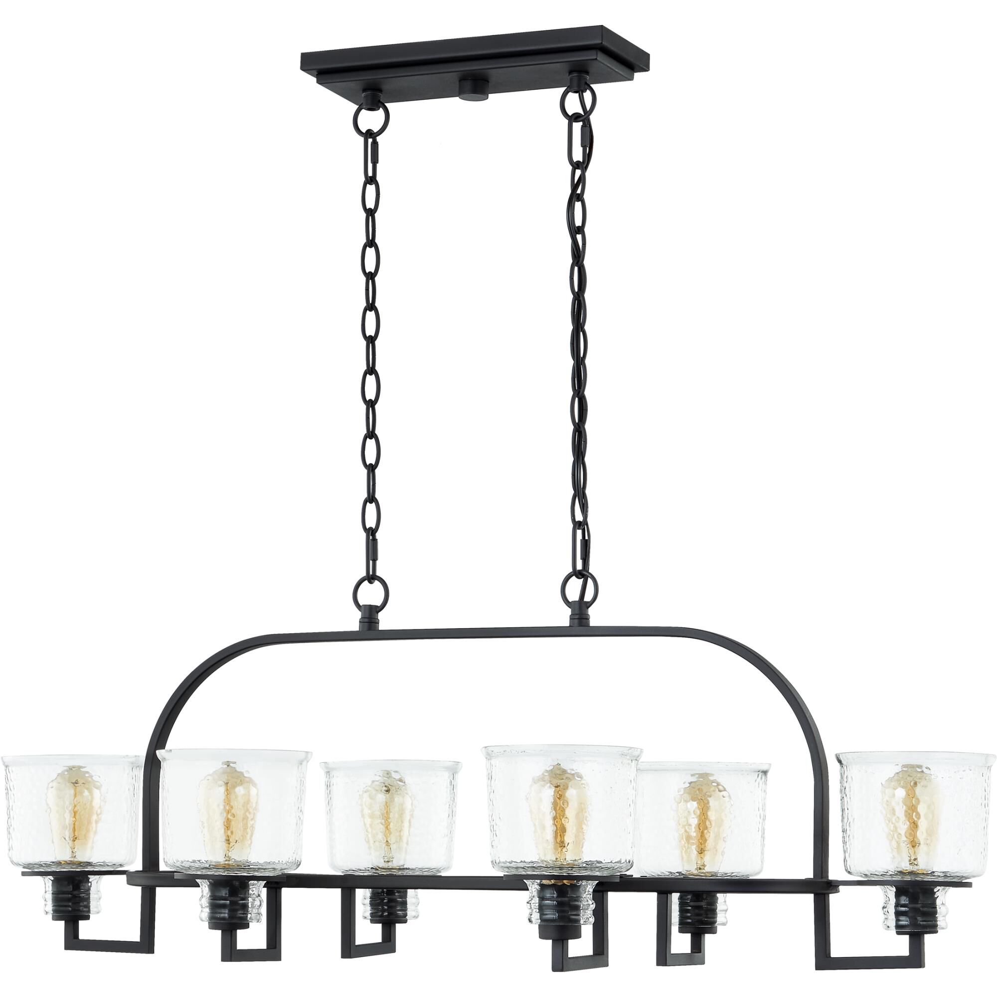 Shown in Earth Black finish and Clear Hammered Glass shade