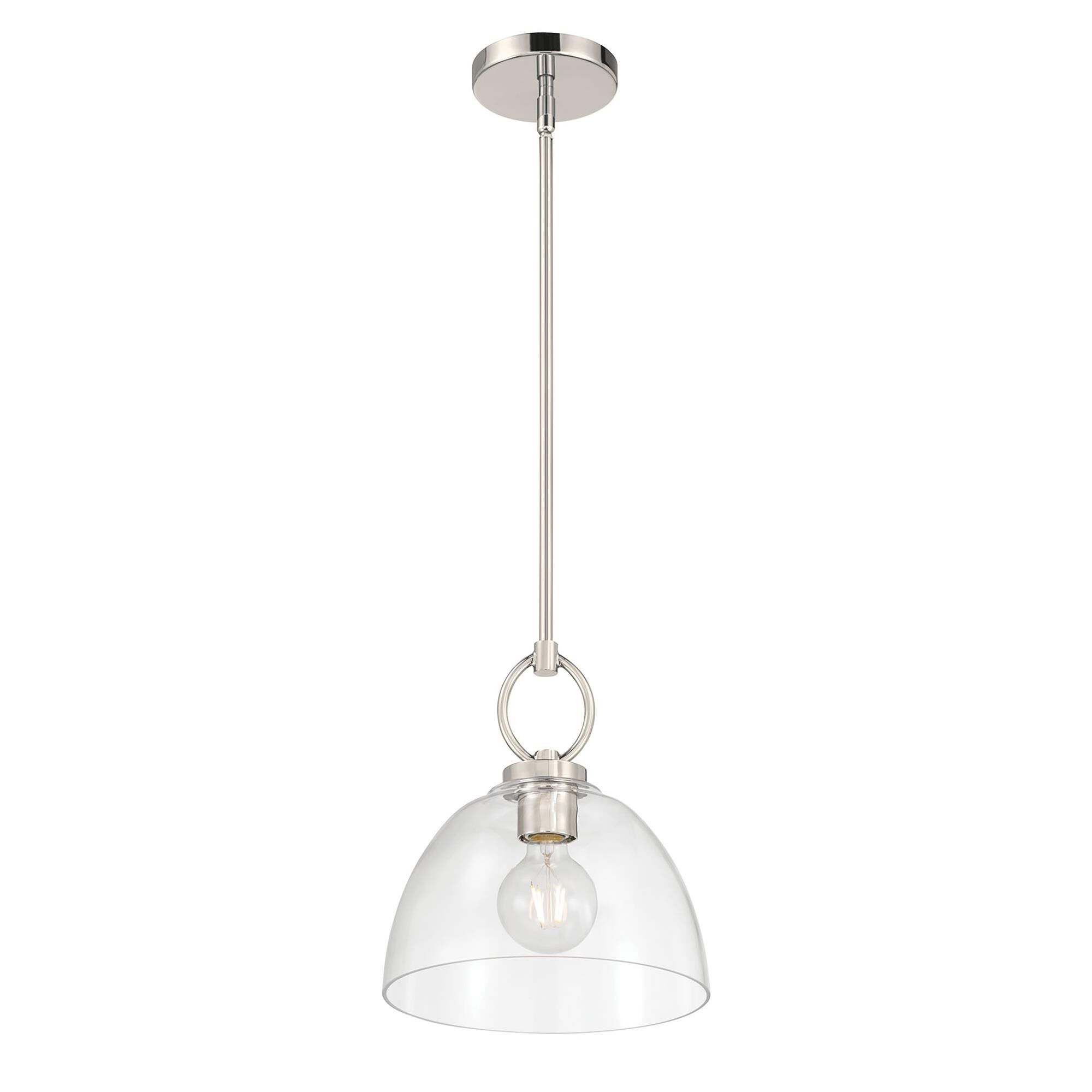Shown in Polished Nickel finish and Clear glass