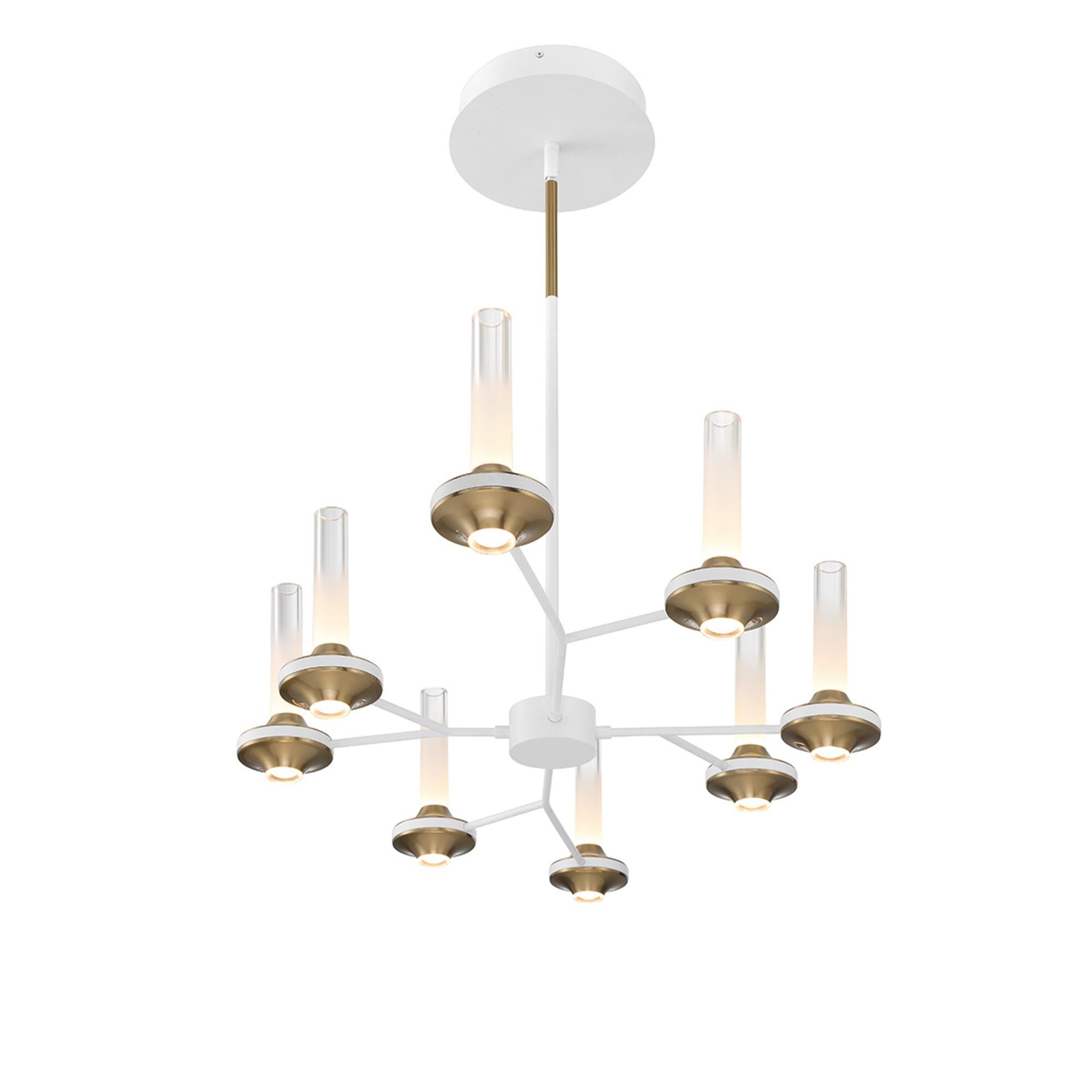 Shown in White and Brass finish and Etched glass