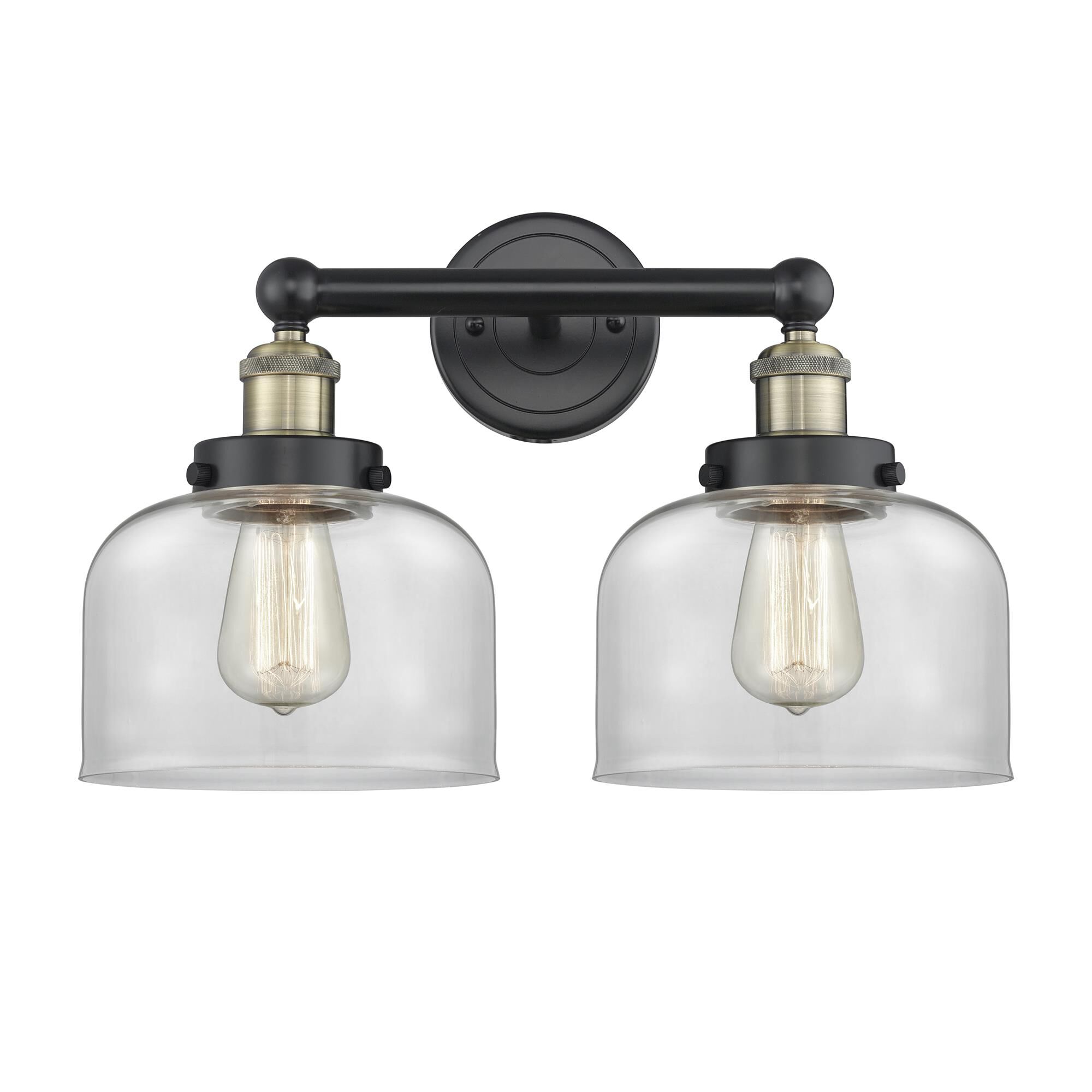 Shown in Black Antique Brass finish and Clear glass